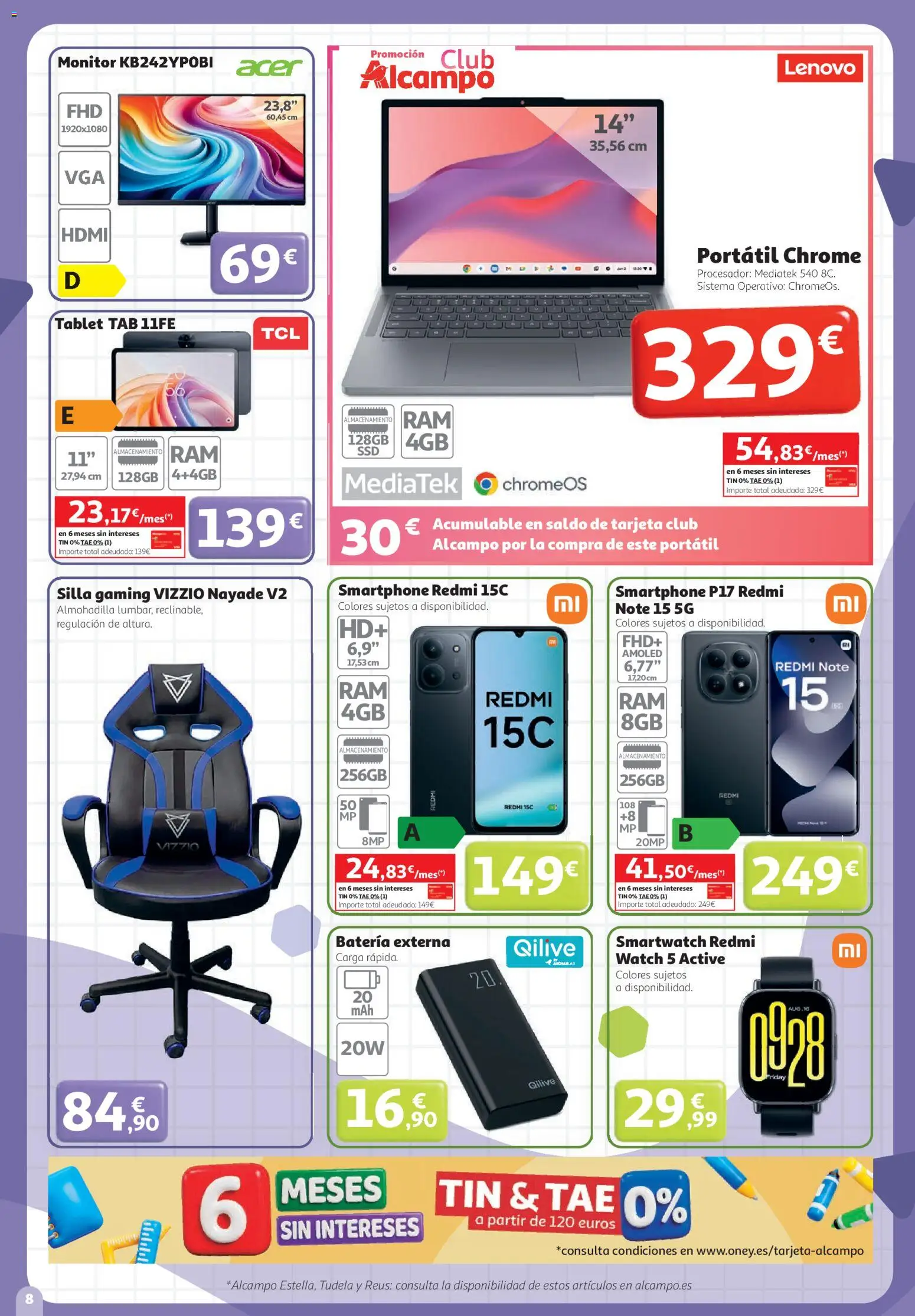 Alcampo - Superstore │ válido desde el 13/08/2026 | Página: 8 | Productos: Portátil, Smartphone, Tablet, Batería