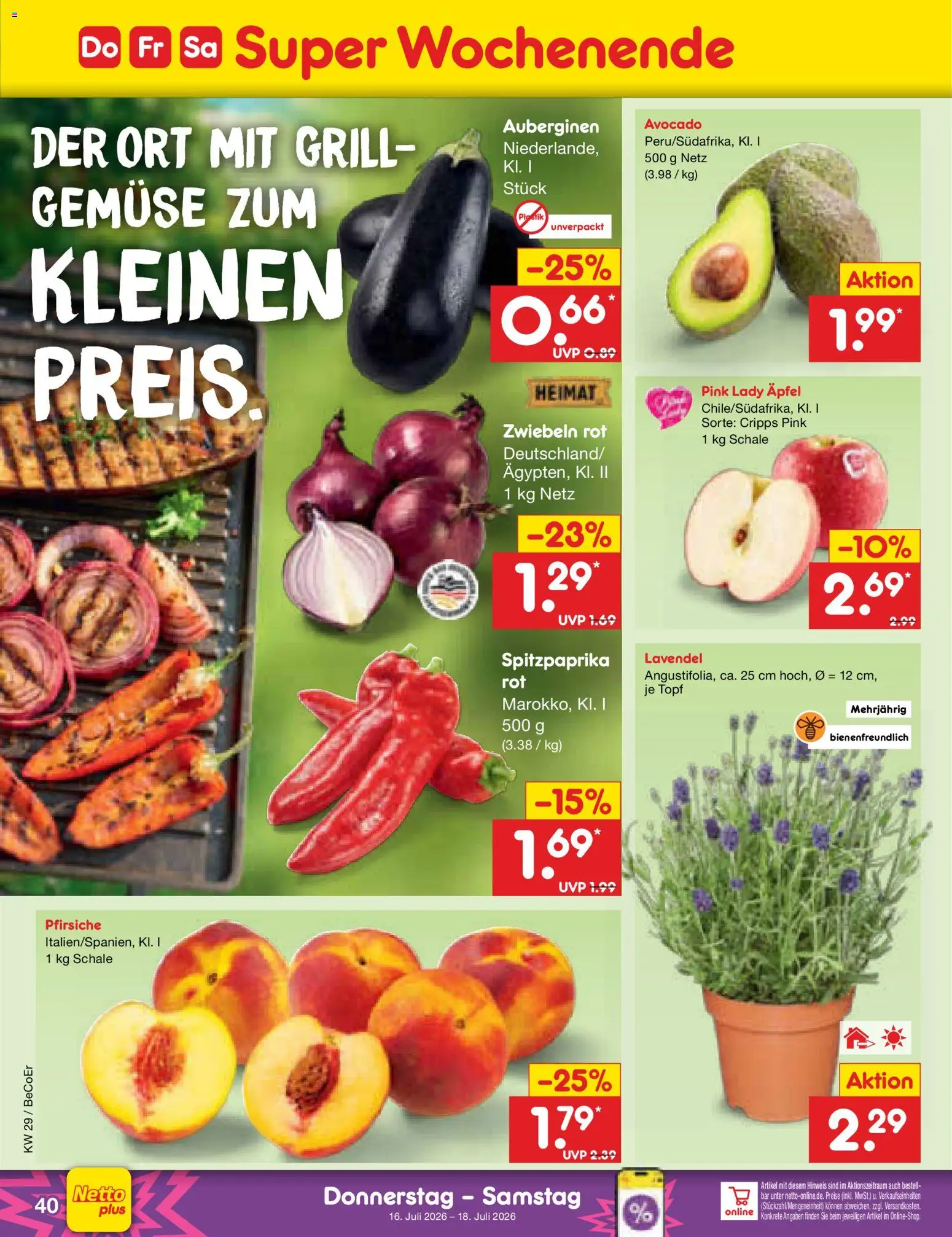 Netto Marken-Discount Prospekt – gültig ab 13.07.2026 | Seite: 58 | Produkte: Grill, Zwiebeln, Gemüse, Lavendel