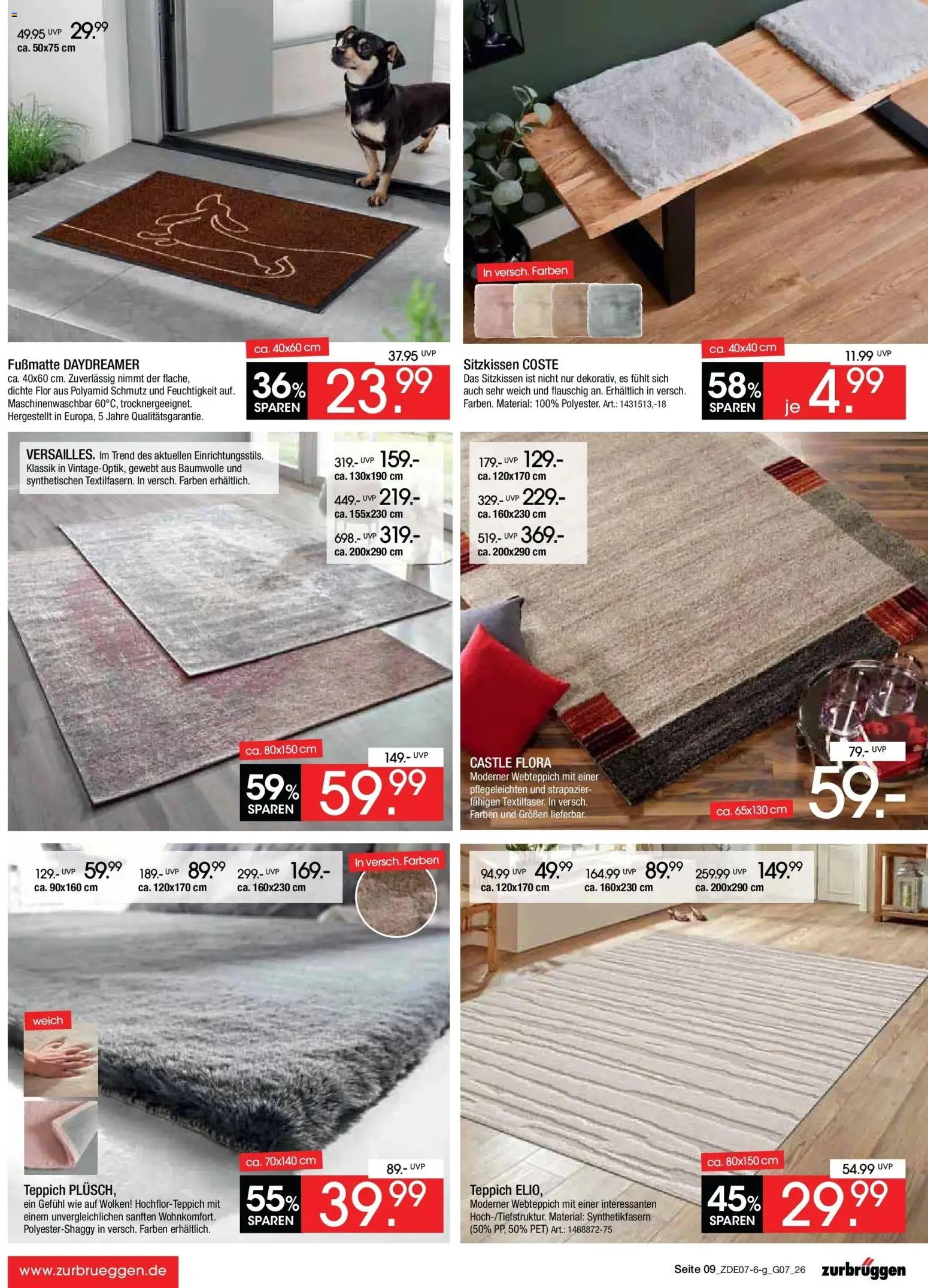 Zurbrüggen Sonderverkauf – gültig ab 09.07.2026 | Seite: 9 | Produkte: Teppich, Fußmatte