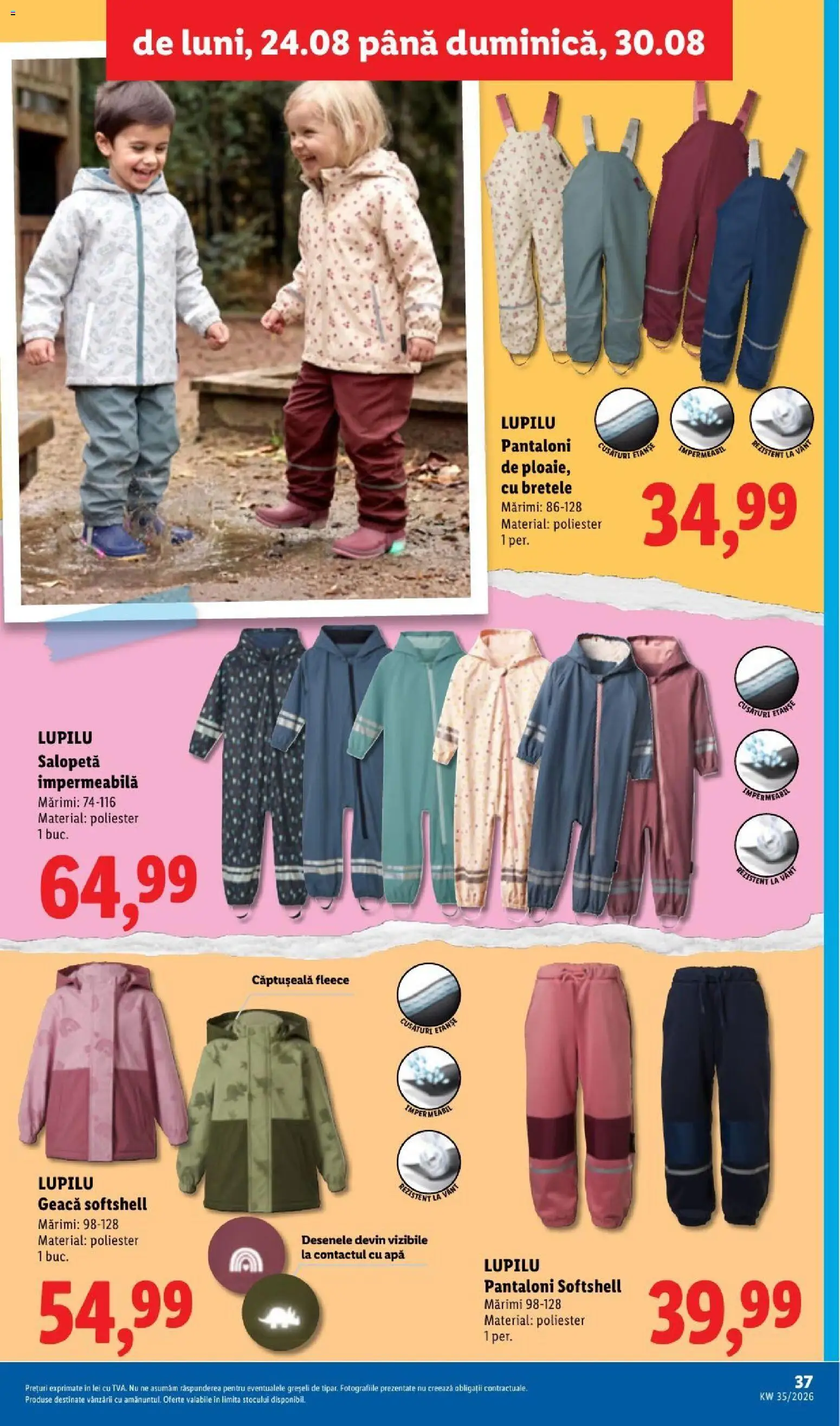 Noul catalog Lidl – valabil de la 24.08.2026 | Pagină: 37 | Produse: Geacă, Pantaloni, Salopetă, Apă