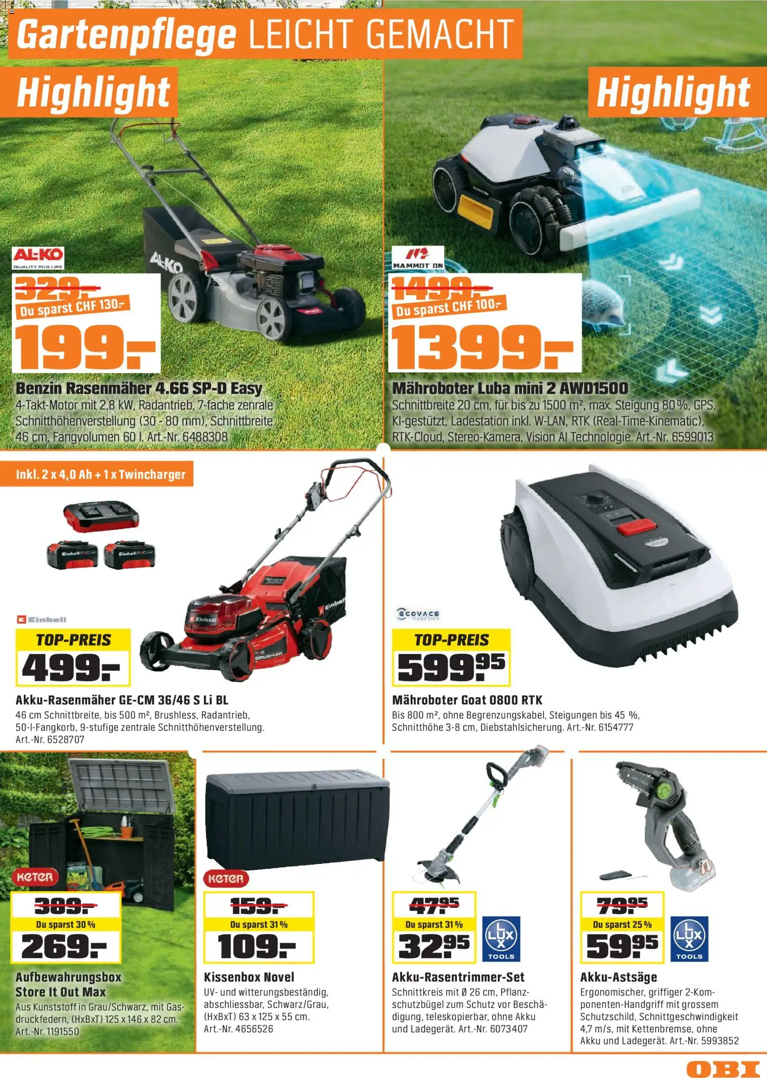 OBI - UNSERE SUPERDEALS! – gültig ab 07.07.2026 | Seite: 5 | Produkte: Rasenmäher