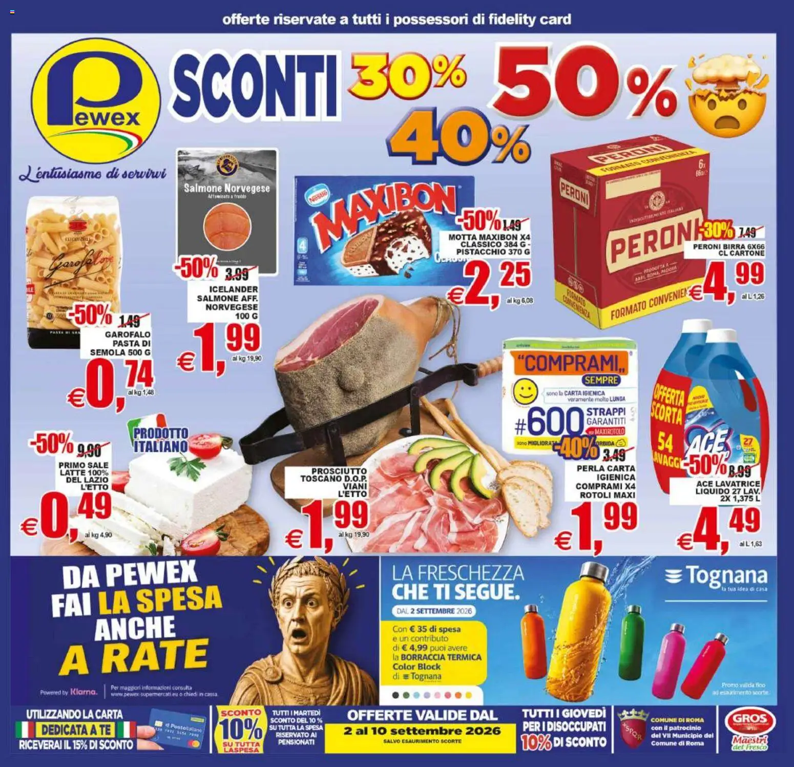 Volantino Pewex del 02/09/2026 | Pagina: 1 | Prodotti: Salmone, Pasta di semola, Pasta, Lavatrice