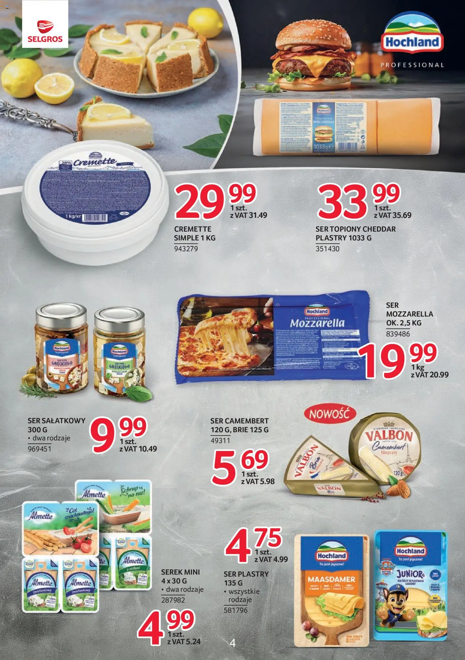 Selgros cash&carry gazetka - Markowe Produkty od 02.06.2026 | Strona: 4 | Produkty: Ser camembert, Camembert, Ser, Cheddar