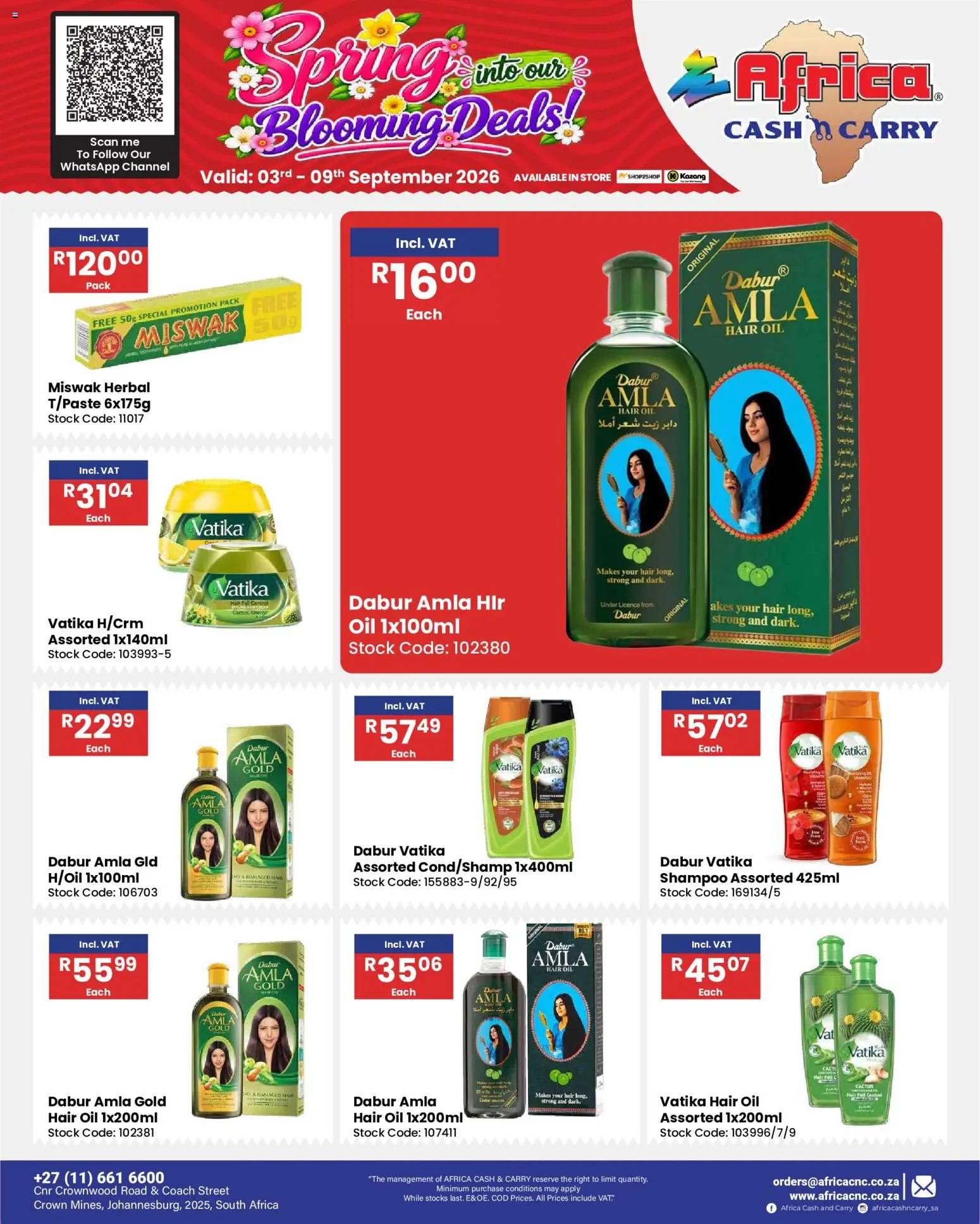 New Africa Cash & Carry catalogue – valid from 03/09/2026 | Page: 76 | Products: Oil, Shampoo, Hair oil, Stock