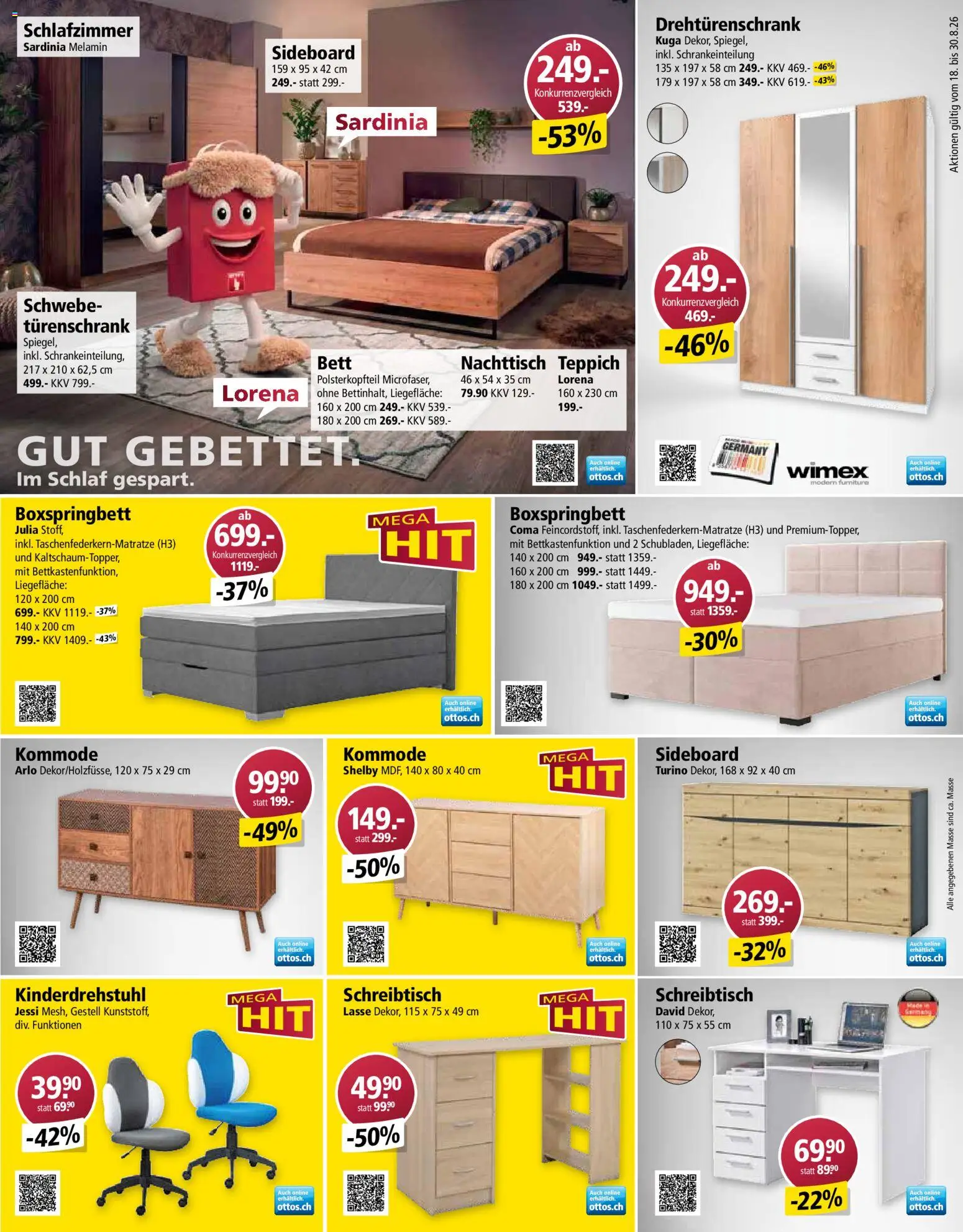 Otto's aktionen – gültig ab 18.08.2026 | Seite: 7 | Produkte: Nachttisch, Teppich, Boxspringbett, Sideboard
