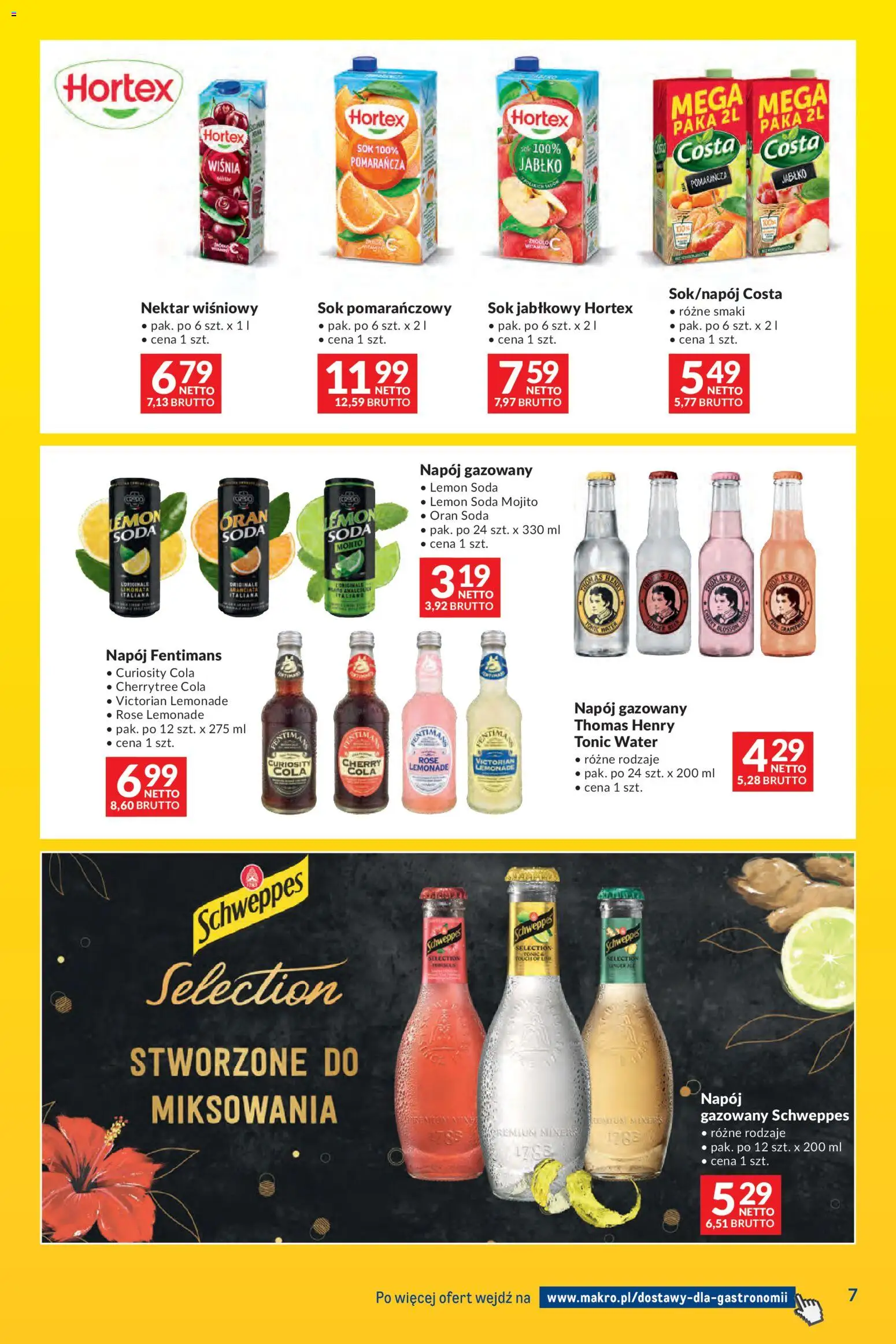Makro gazetka - Dostawy dla gastronomii od 01.11.2026 | Strona: 7 | Produkty: Ginger Ale, Sok pomarańczowy, Tonic, Sok