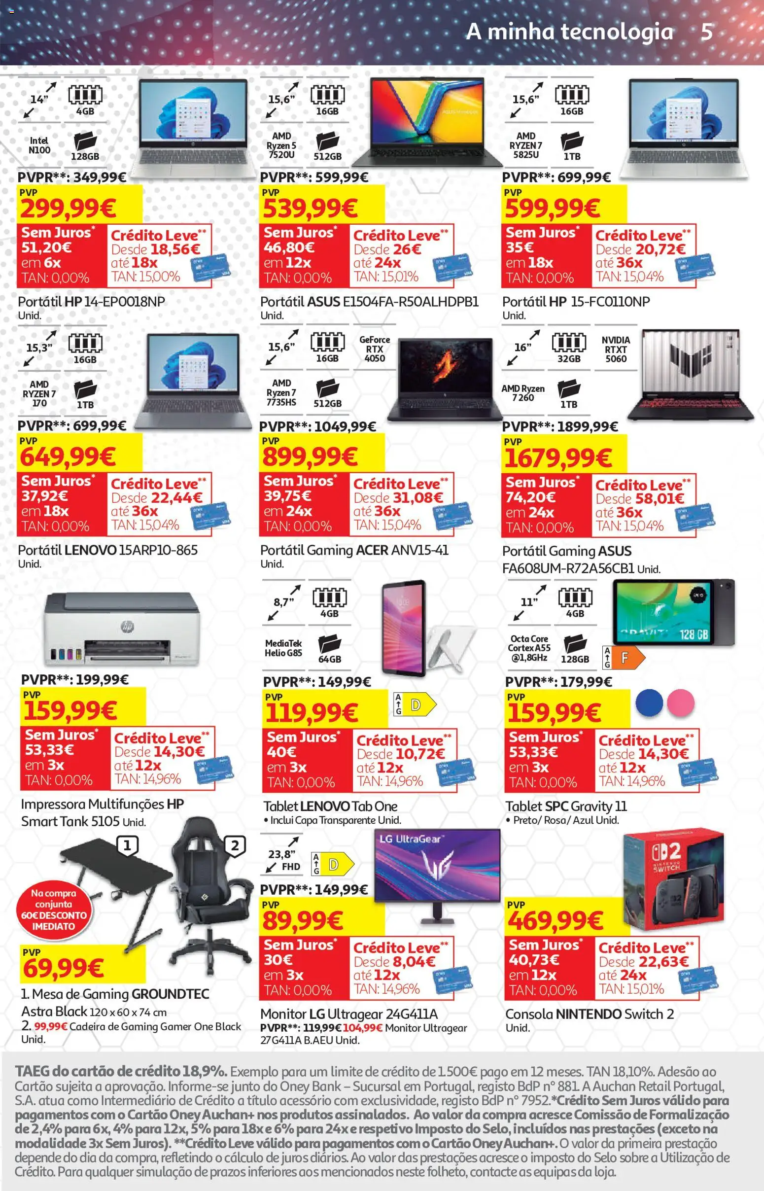 Auchan - Vida no Exterior │ válido de 06.05.2026 | Página: 32 | Produtos: Impressora, Mesa, Cadeira, Tablet