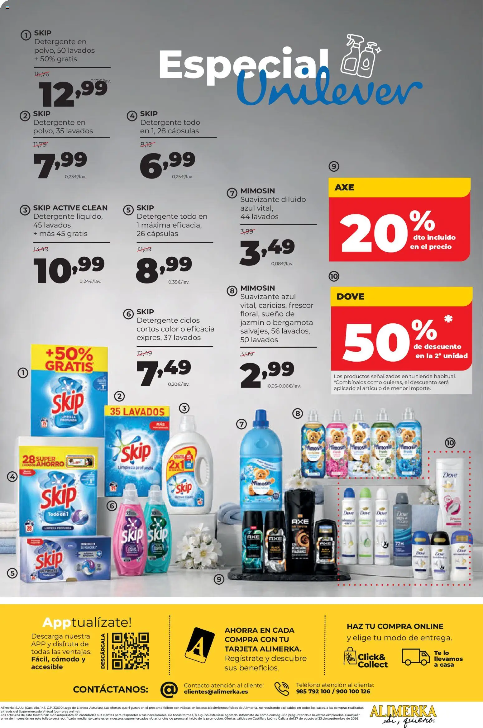Alimerka folleto Castilla y León │ válido desde el 27/08/2026 | Página: 54 | Productos: Detergente, Té, Suavizante, Prensa