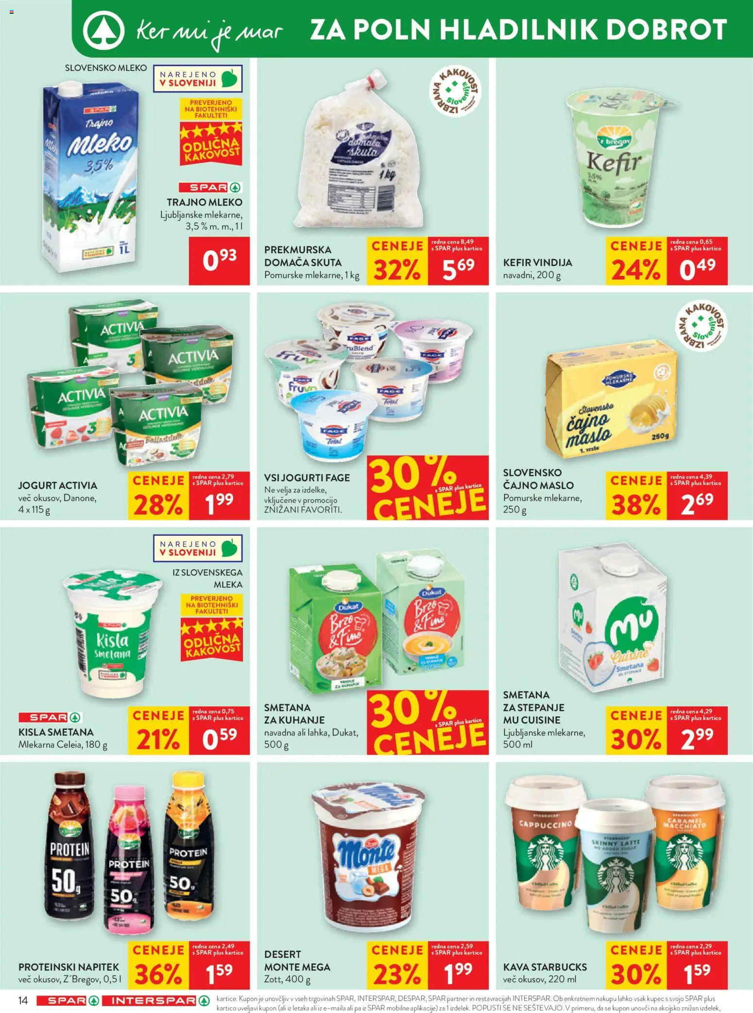 Novi Spar katalog ponudbe – veljaven od 23.09.2026 | Stran: 20 | Izdelki: Kefir, Maslo, Smetana, Skuta