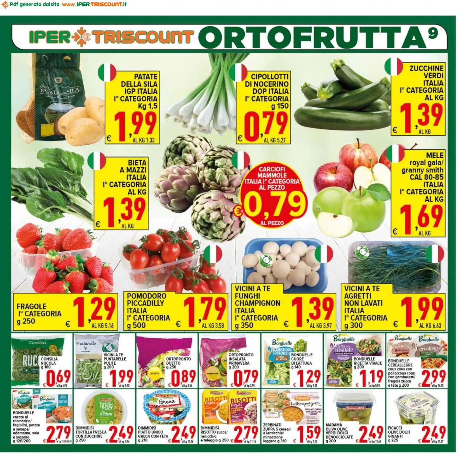 Volantino Ipertriscount del 06.03.2026 | Pagina: 9 | Prodotti: Mele, Tè, Carote, Olive