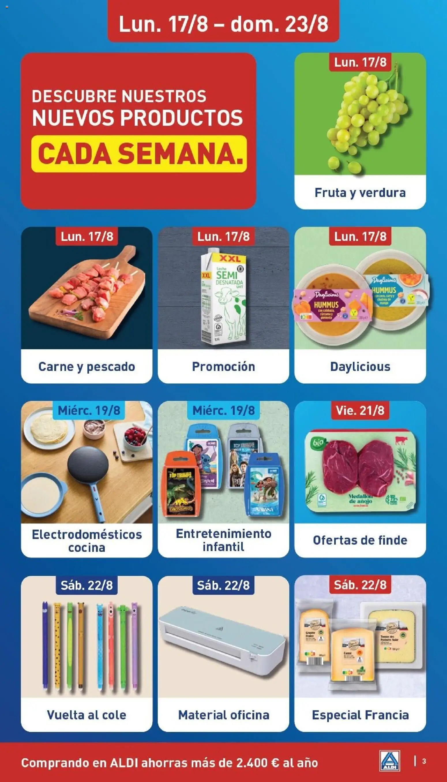Aldi folleto Península │ válido desde el 17/08/2026 | Página: 3 | Productos: Fruta, Leche, Uvas, Carne