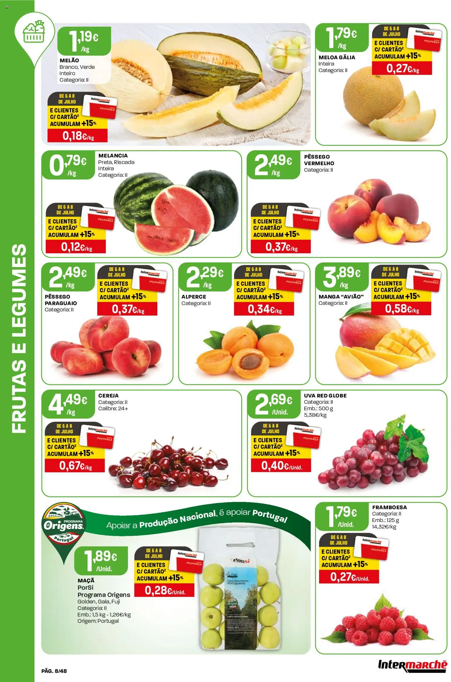 Intermarché folheto │ válido de 02/07/2026 | Página: 8 | Produtos: Cereja, Maça, Melancia, Melão