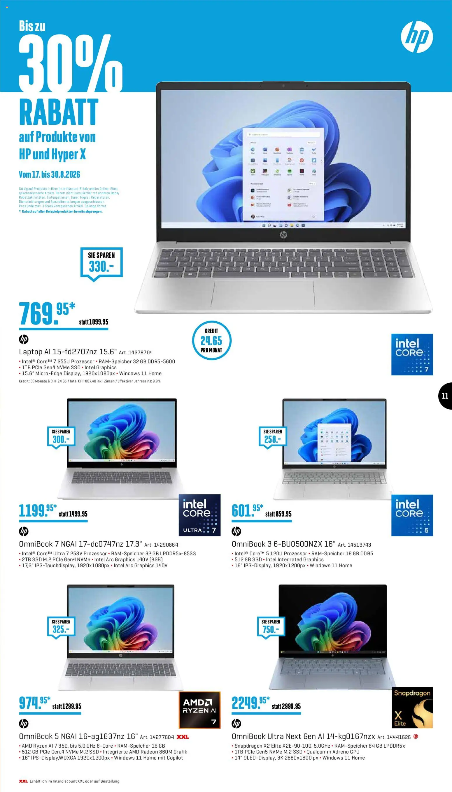 Interdiscount aktionen – gültig ab 17.08.2026 | Seite: 11 | Produkte: Laptop, HP