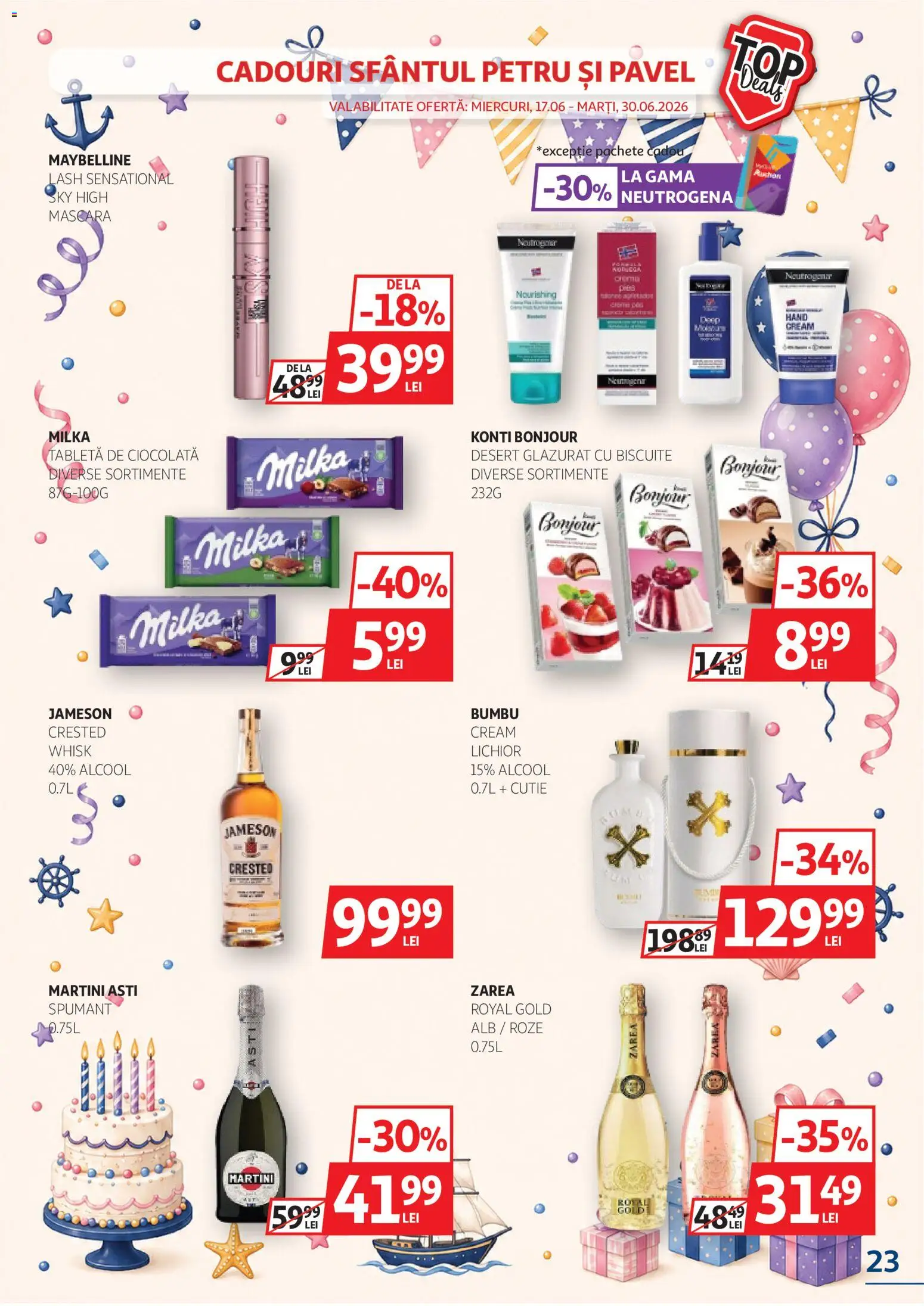 Noul catalog Auchan – valabil de la 17.06.2026 | Pagină: 23 | Produse: Tabletă, Yulaf, Lichior, Cremă
