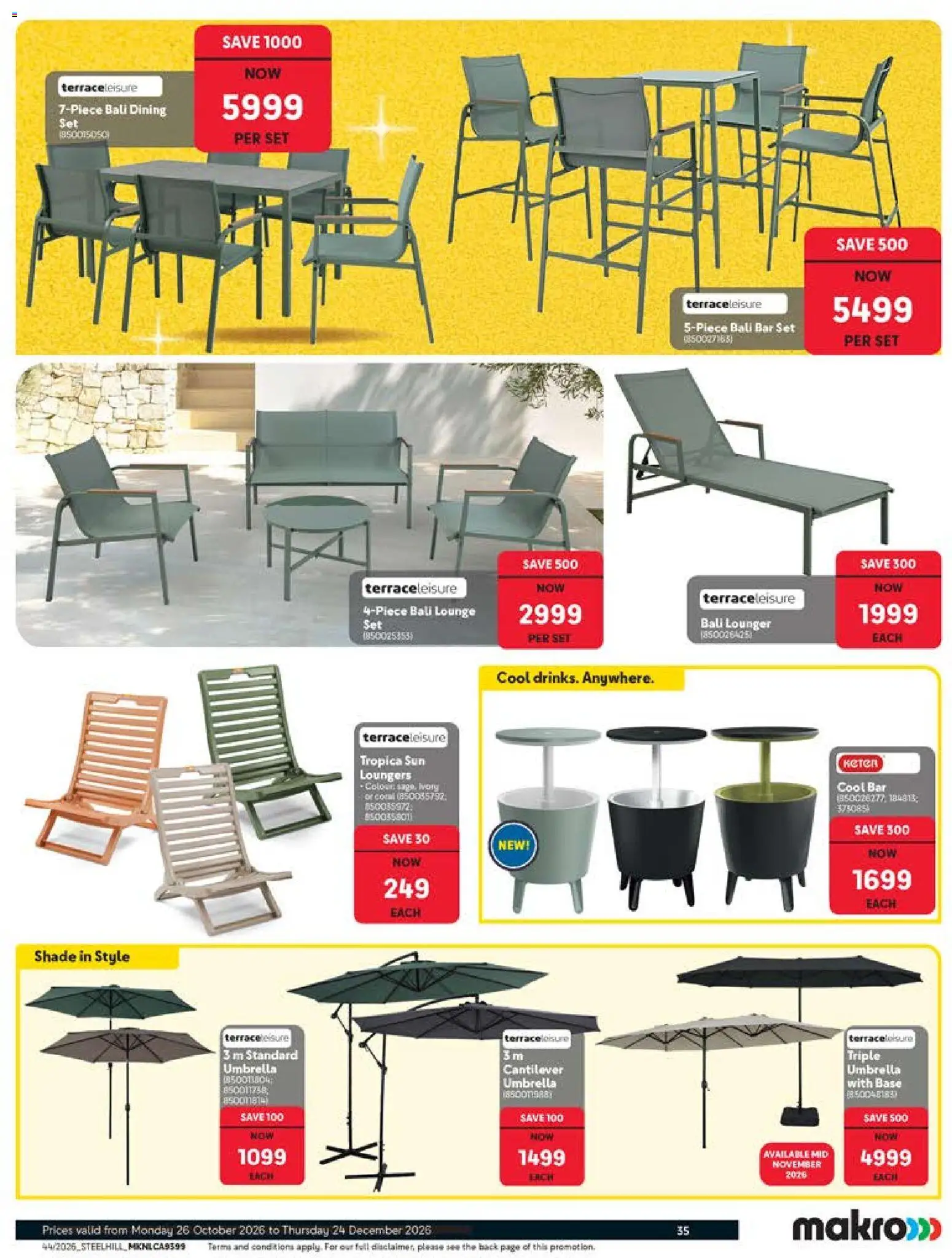 New Makro catalogue – valid from 26/10/2026 | Page: 35 | Products: Umbrella, Bar set