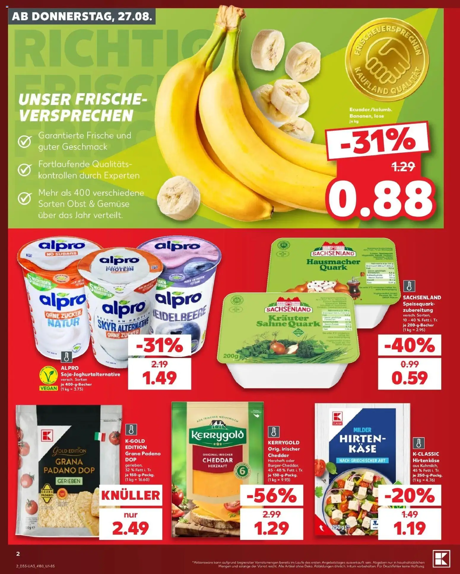Prospekt Kaufland ab 24.08.2026 » Angebote Online zum Blättern | Seite: 13 | Produkte: Grana Padano, Quark, Gemüse, Zucker