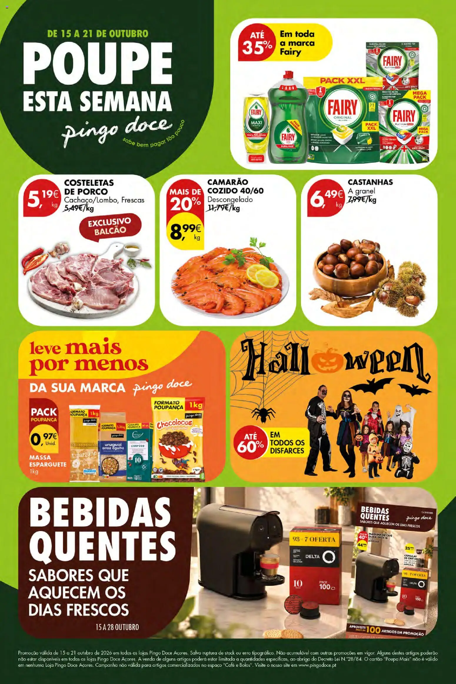 Pingo Doce folheto Poupe Esta Semana Açores │ válido de 15/10/2026 | Página: 1 | Produtos: Top, Máquina de café, Camarão, Cápsulas