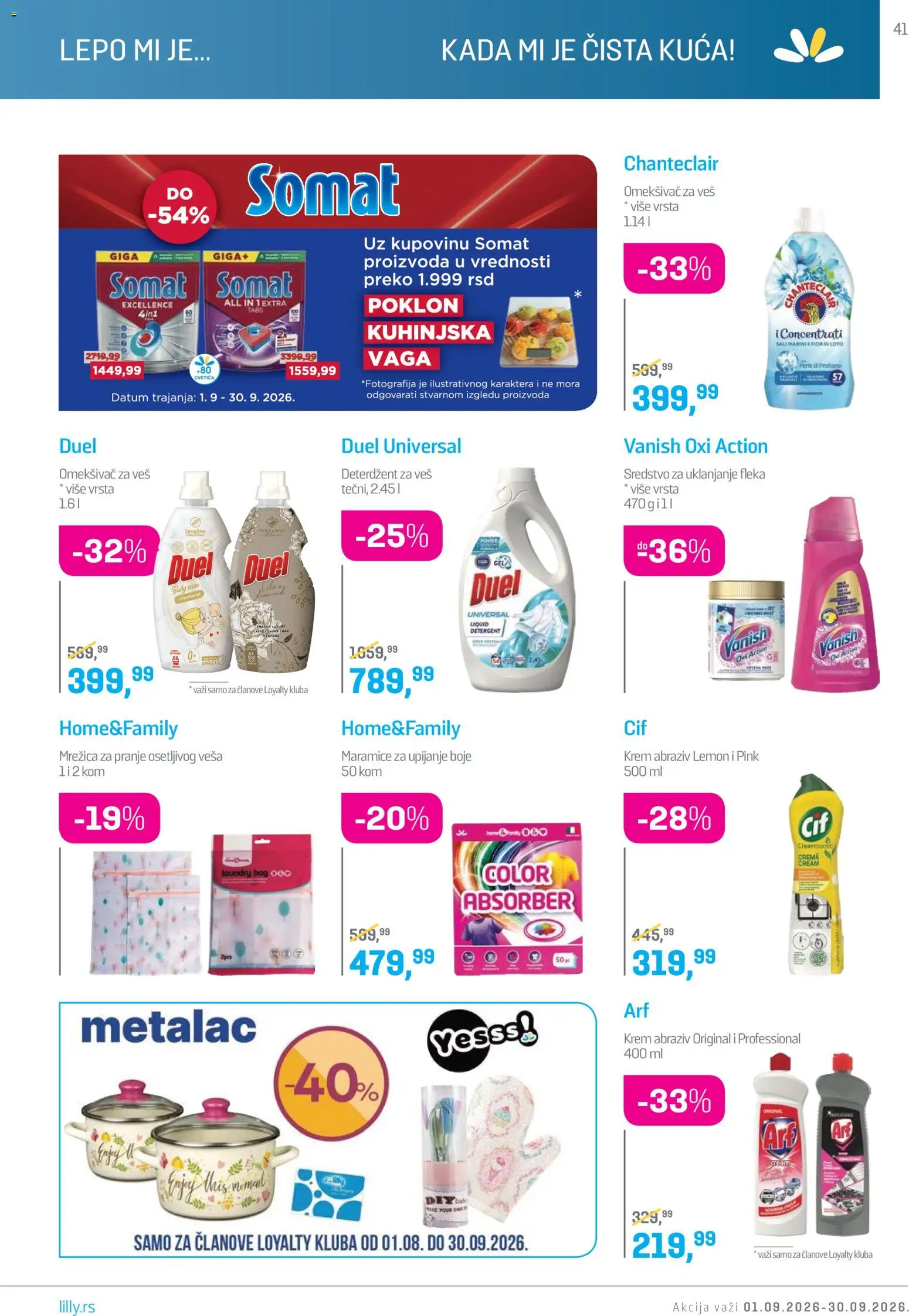 Lilly drogerie katalog - važi od 01.09.2026 | Strana: 41 | Proizvode: Maramice, Somat, Omekšivač, Omekšivač za veš