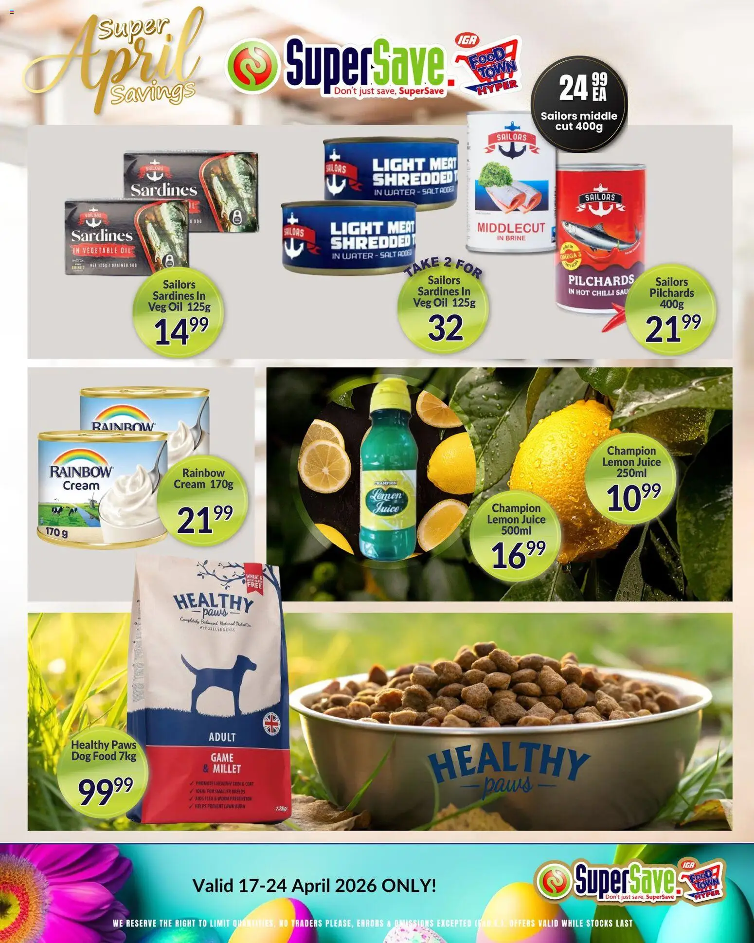 New Super Save catalogue – valid from 17.04.2026 | Page: 43 | Products: Pilchards, Oil, Cream, Salt