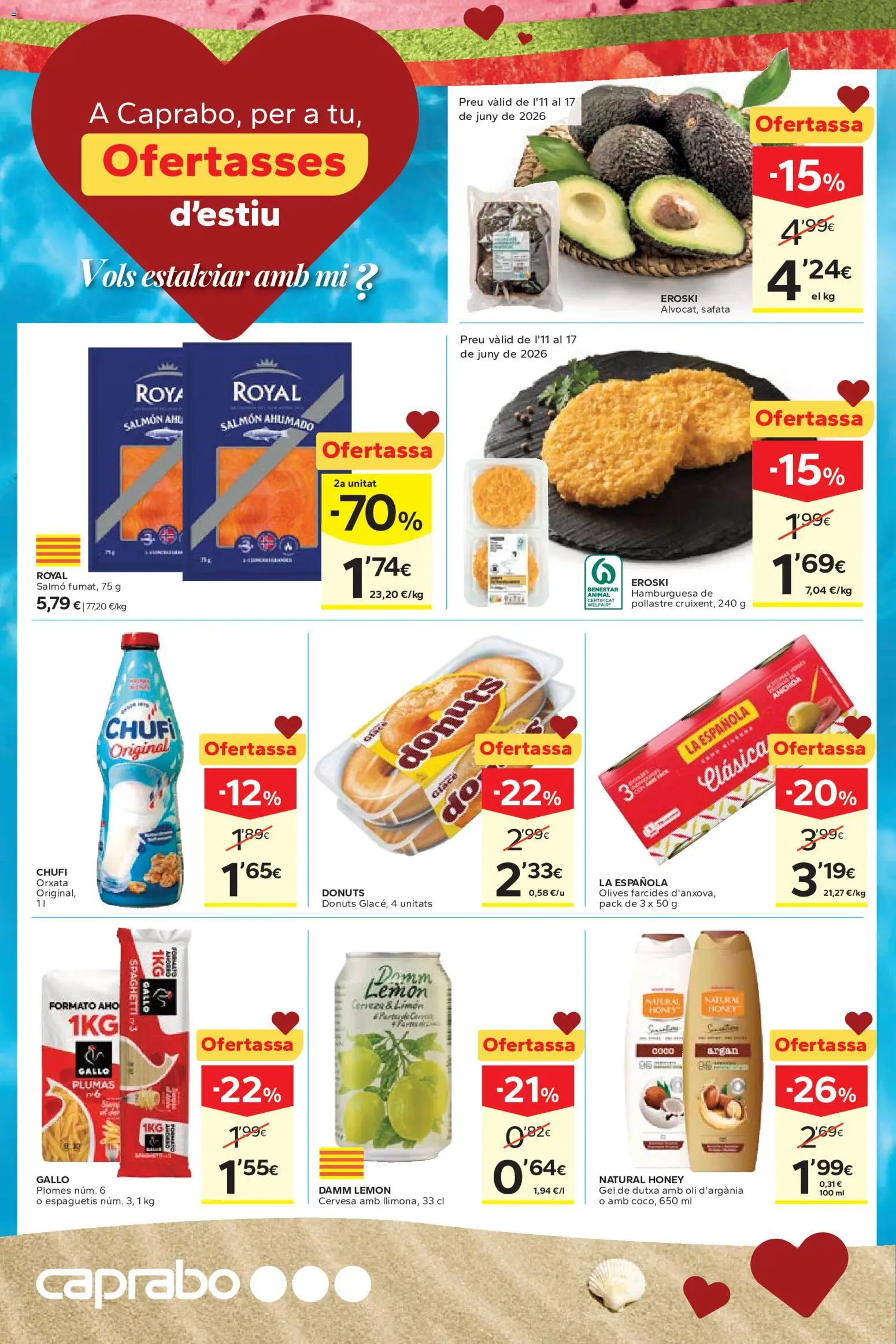 Caprabo Ofertasses d'estiu │ válido desde el 11.06.2026 | Página: 4 | Productos: Cerveza, Salmón ahumado, Σοκολατούχο γάλα, Donuts