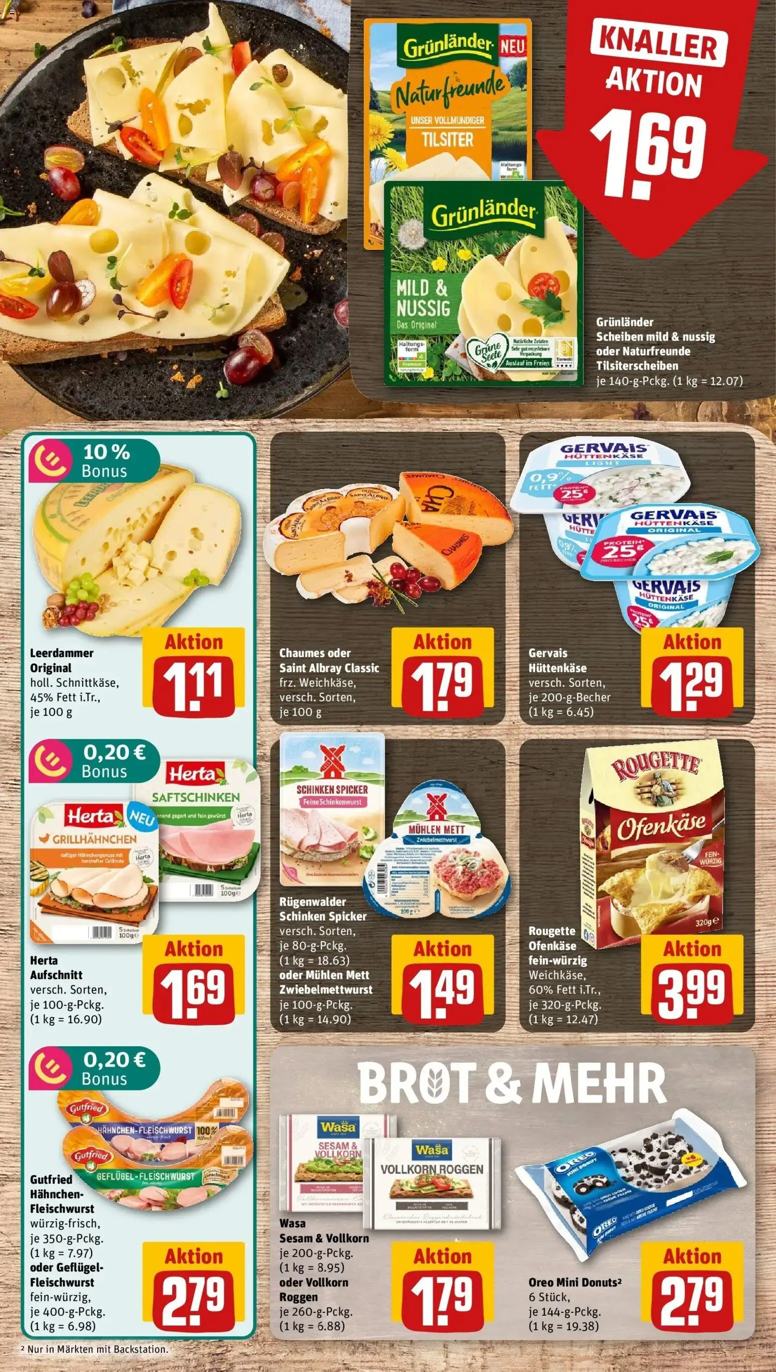 REWE Prospekt ab 31.08.2026 zum Blättern » Angebote | Seite: 9 | Produkte: Hahnchen, Grunlander, Schinken, Hüttenkäse