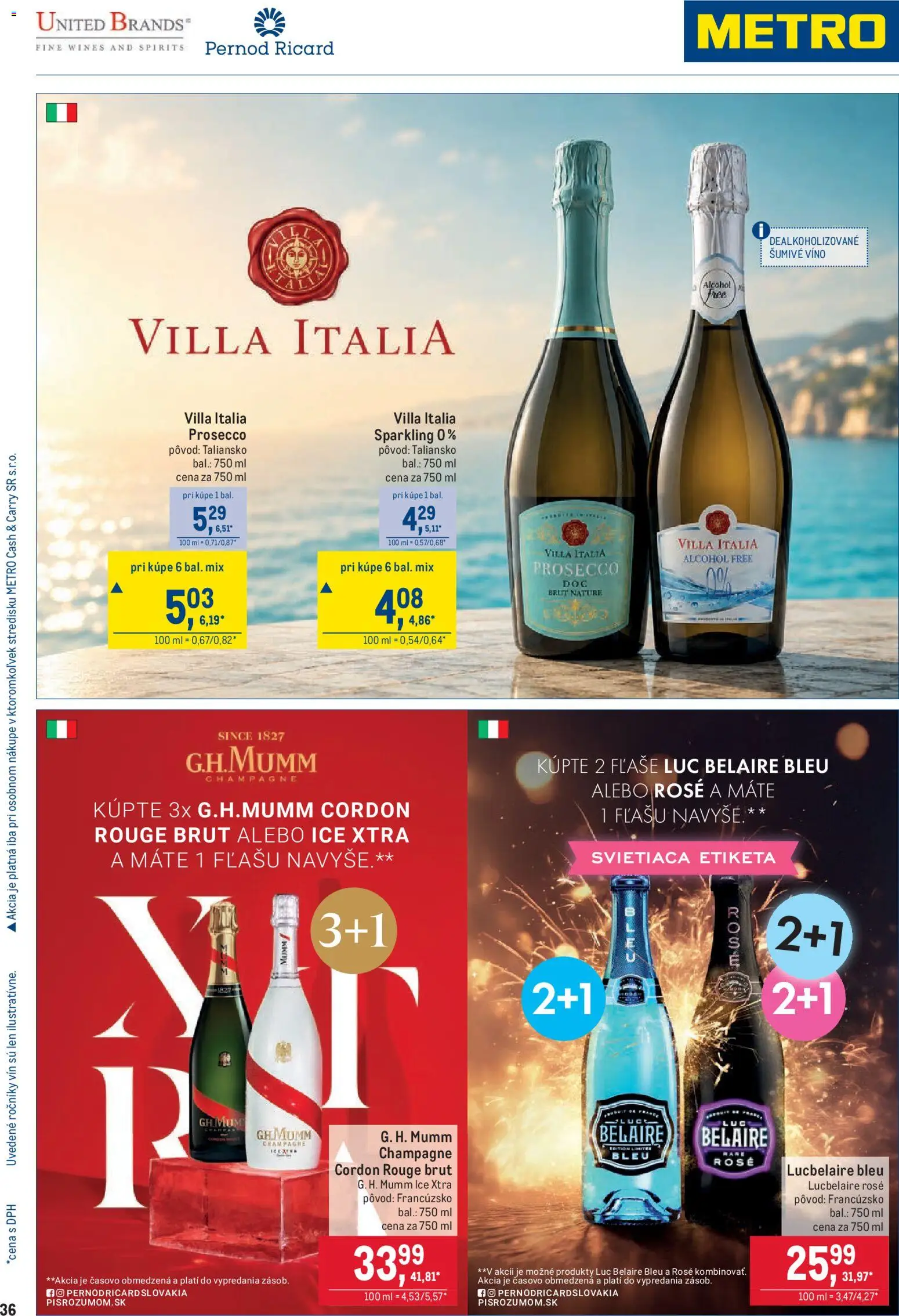 Nové Metro akcie – leták je platný od 26.08.2026 | Strana: 36 | Produkty: Víno, Prosecco, Šumivé víno
