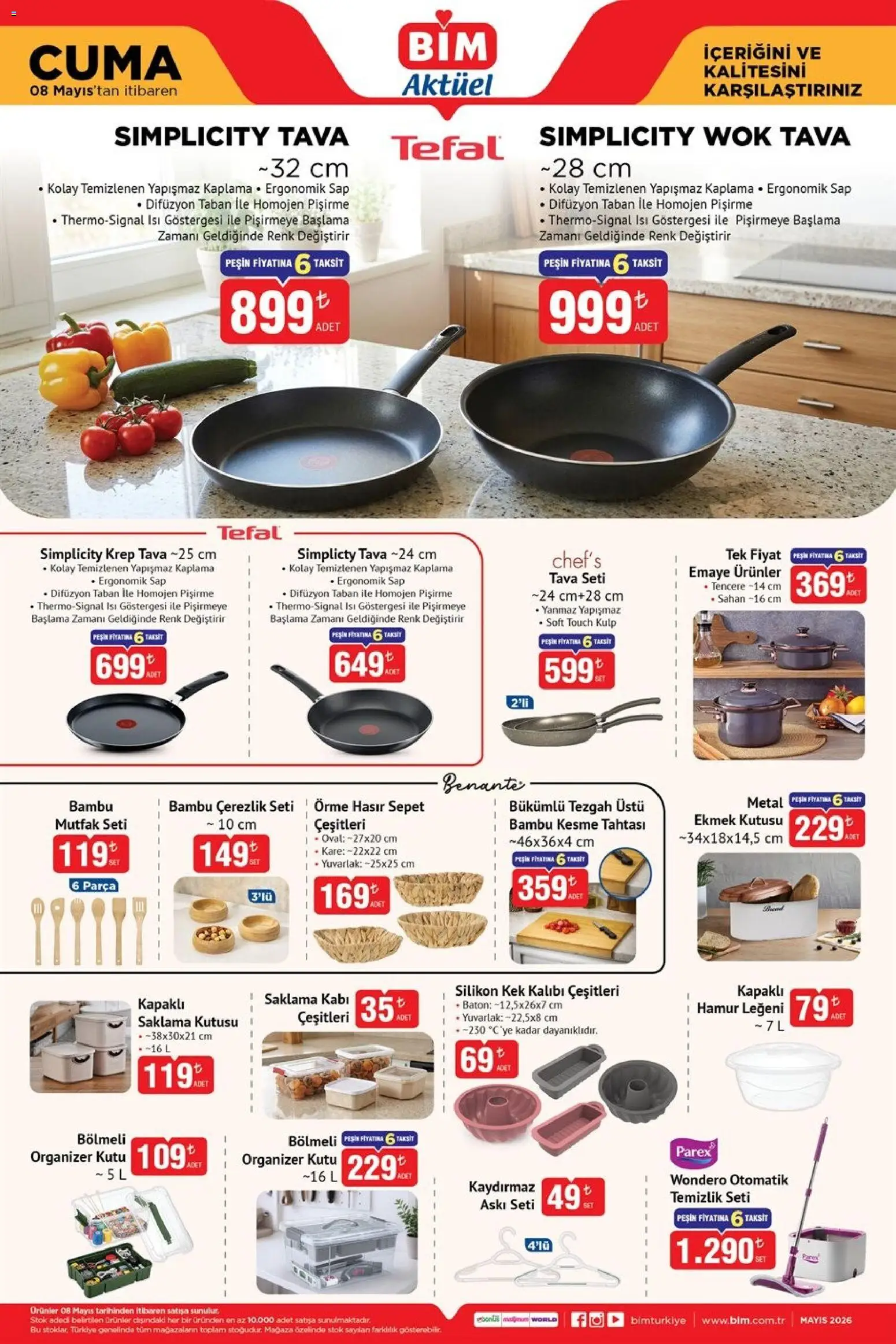 BİM - Katalog Cuma - 08.05.2026 tarihinden itibaren geçerlidir | Sayfa: 5 | Ürünler: Kutu, Sepet, Ekmek, Tava seti