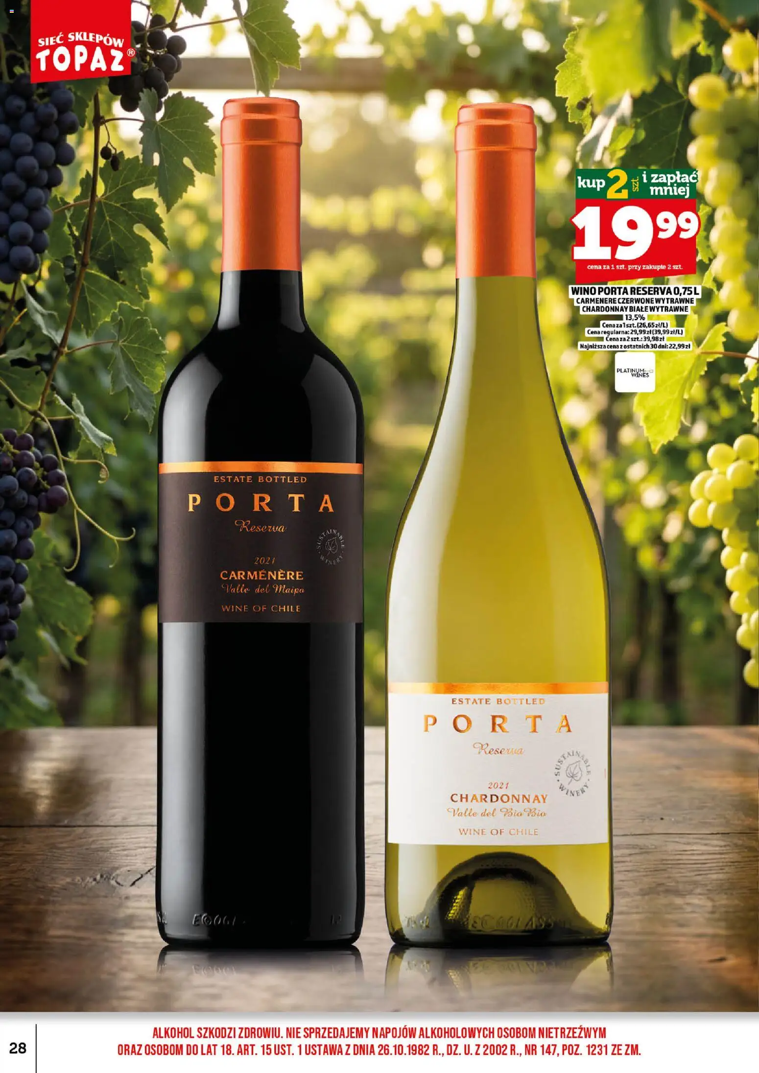 Topaz gazetka alkoholowa od 01.09.2026 | Strona: 30 | Produkty: Chardonnay, Wino, Alkohol
