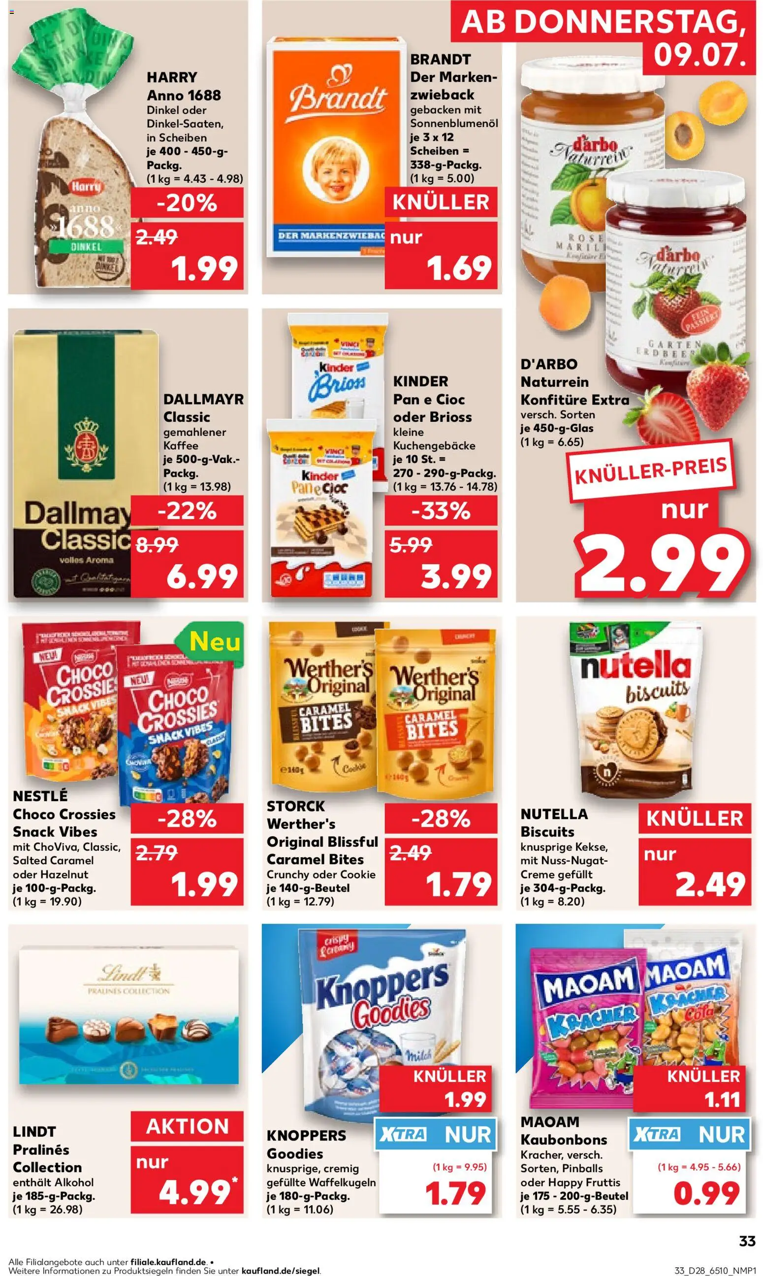 Kaufland Prospekt Köln – gültig ab 09.07.2026 | Seite: 33 | Produkte: Kaffee, Sonnenblumenol, Creme, Lindt