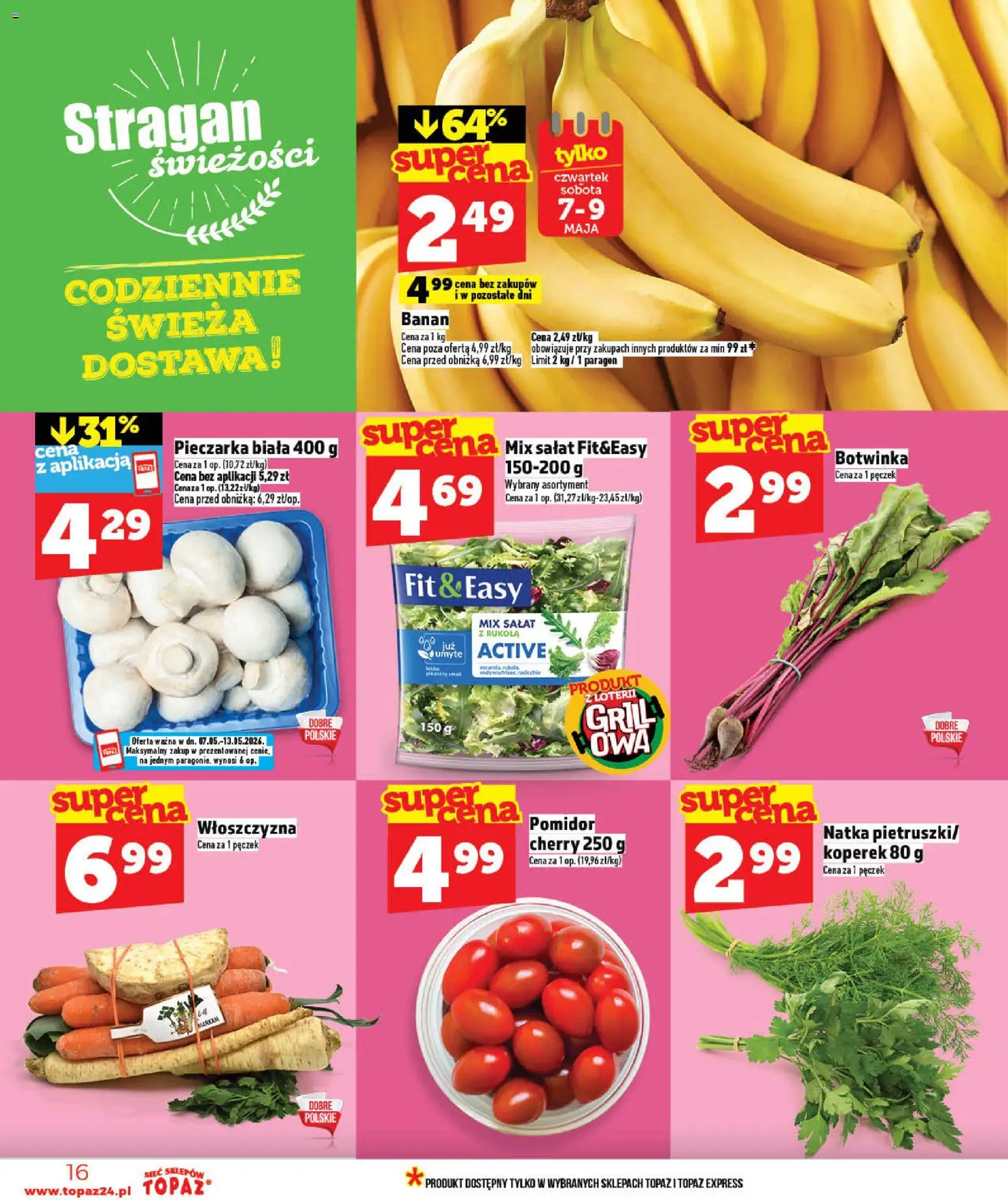 Topaz gazetka od 07.05.2026 | Strona: 16 | Produkty: Koperek, Grill, Rukola, Mix sałat