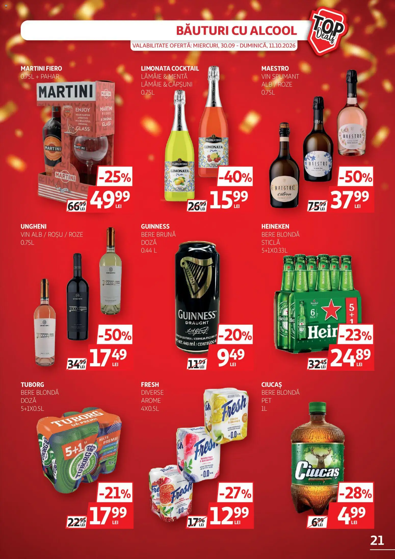 Noul catalog Auchan – valabil de la 30.09.2026 | Pagină: 21 | Produse: Martini, Vin, Bere, Cocktail