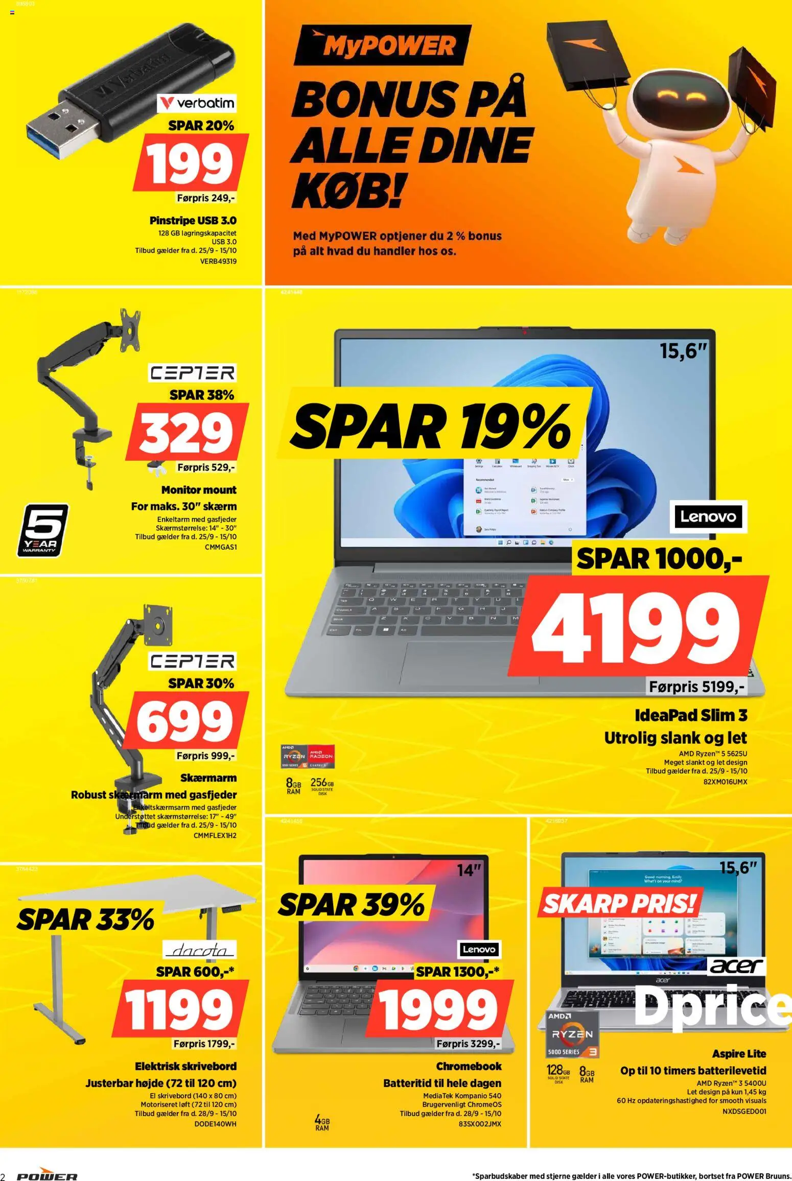 Power tilbudsavis – gyldig fra 09/10/2026 | Side: 2 | Produkter: Skrivebord, Skærm, Disk, USB