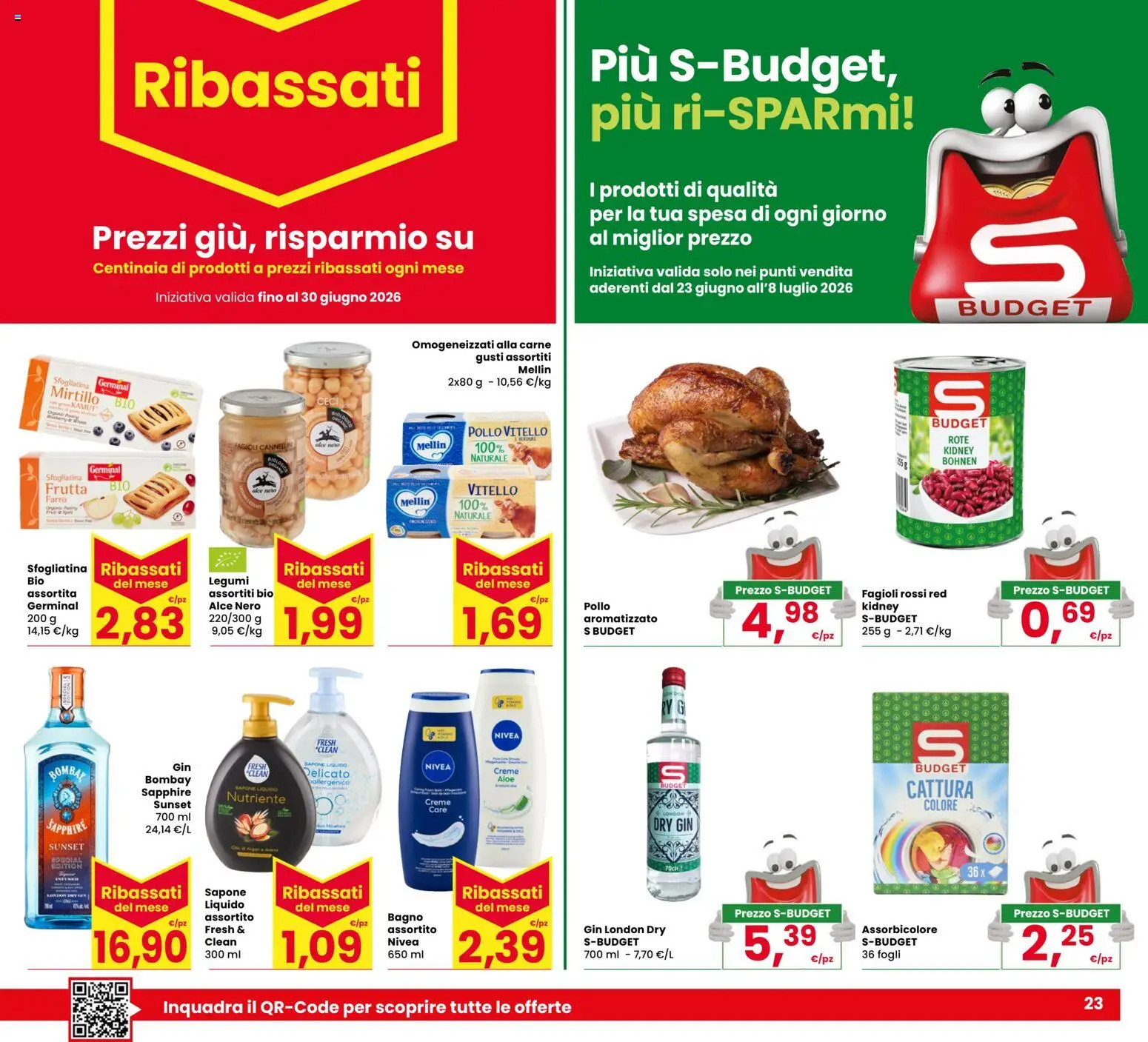 Volantino Despar del 23/06/2026 | Pagina: 23 | Prodotti: Pollo, Cannellini, Frutta, Bagno