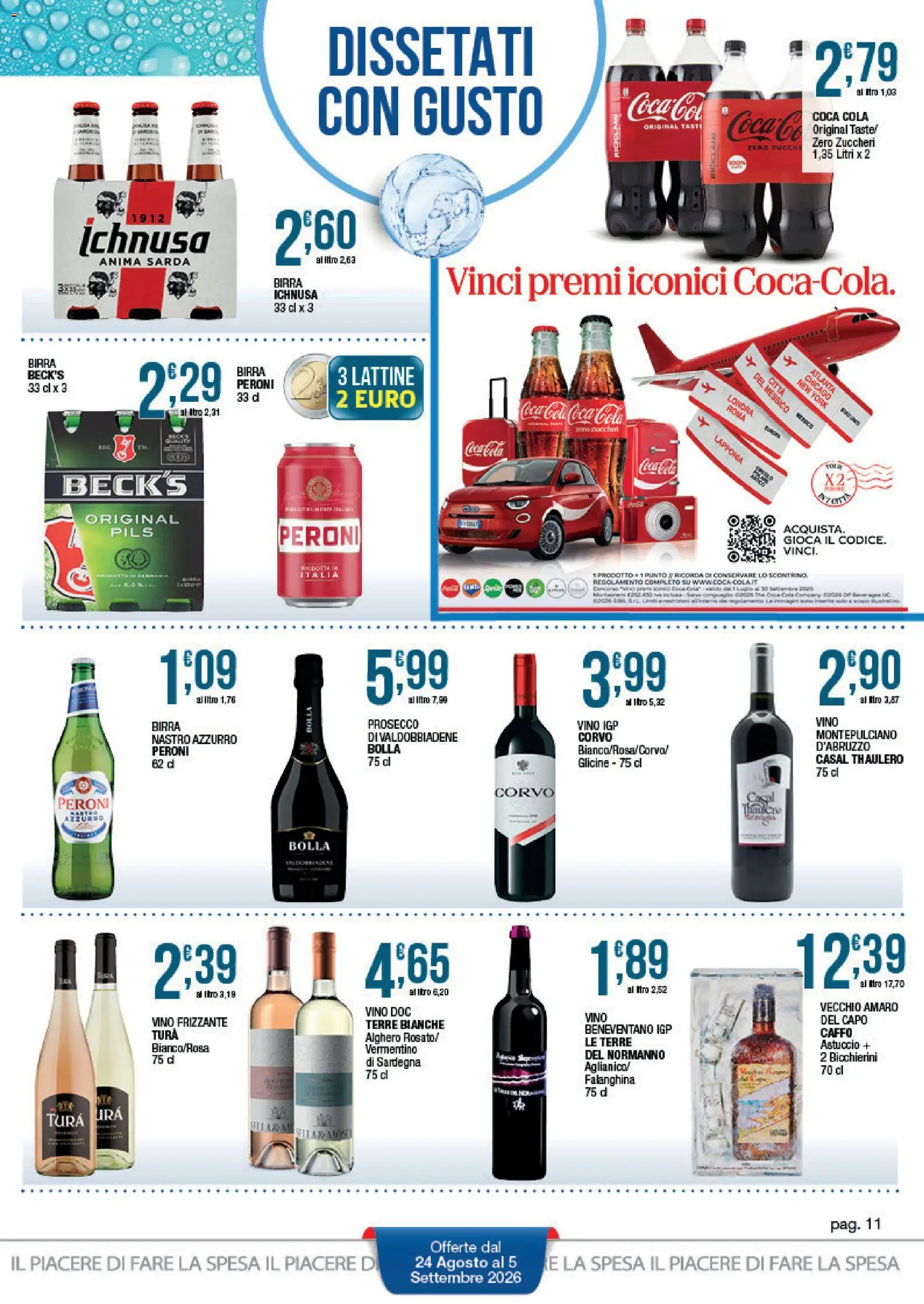 Volantino Sidis del 24/08/2026 | Pagina: 11 | Prodotti: Prosecco, Vino, Astuccio, Birra Ichnusa