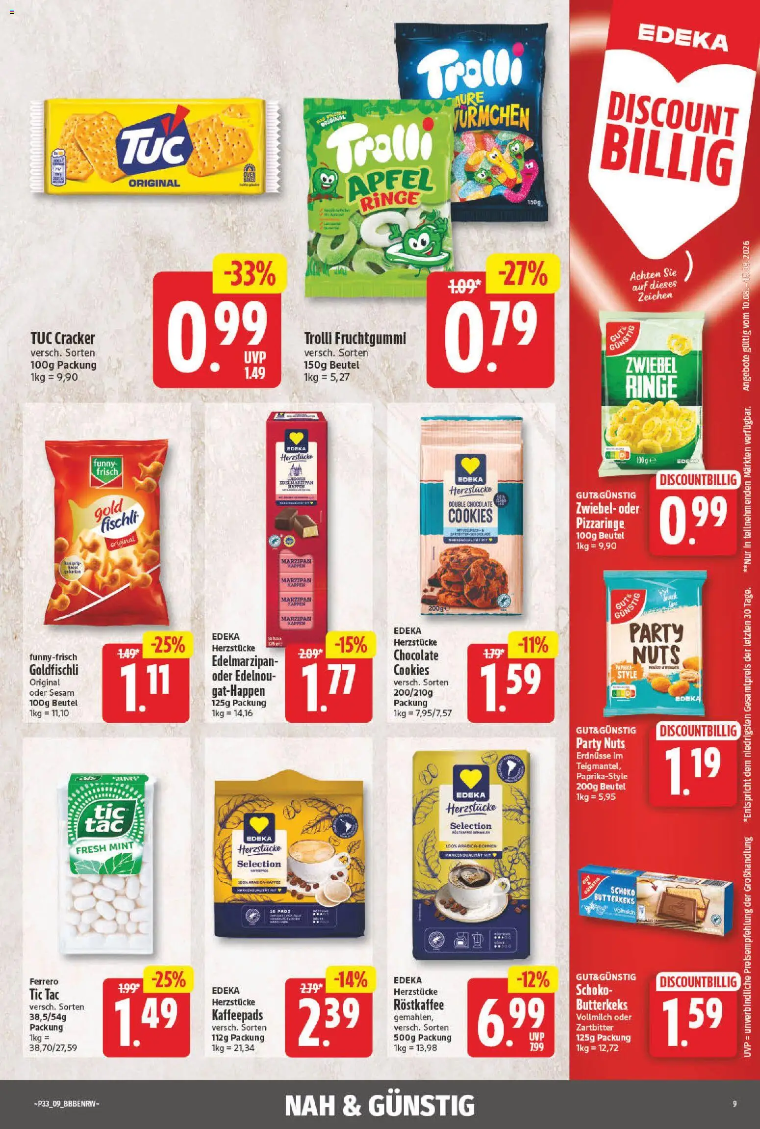 NP Discount Prospekt – gültig ab 10.08.2026 | Seite: 9 | Produkte: Kaffeepads, Erdnüsse, Äpfel
