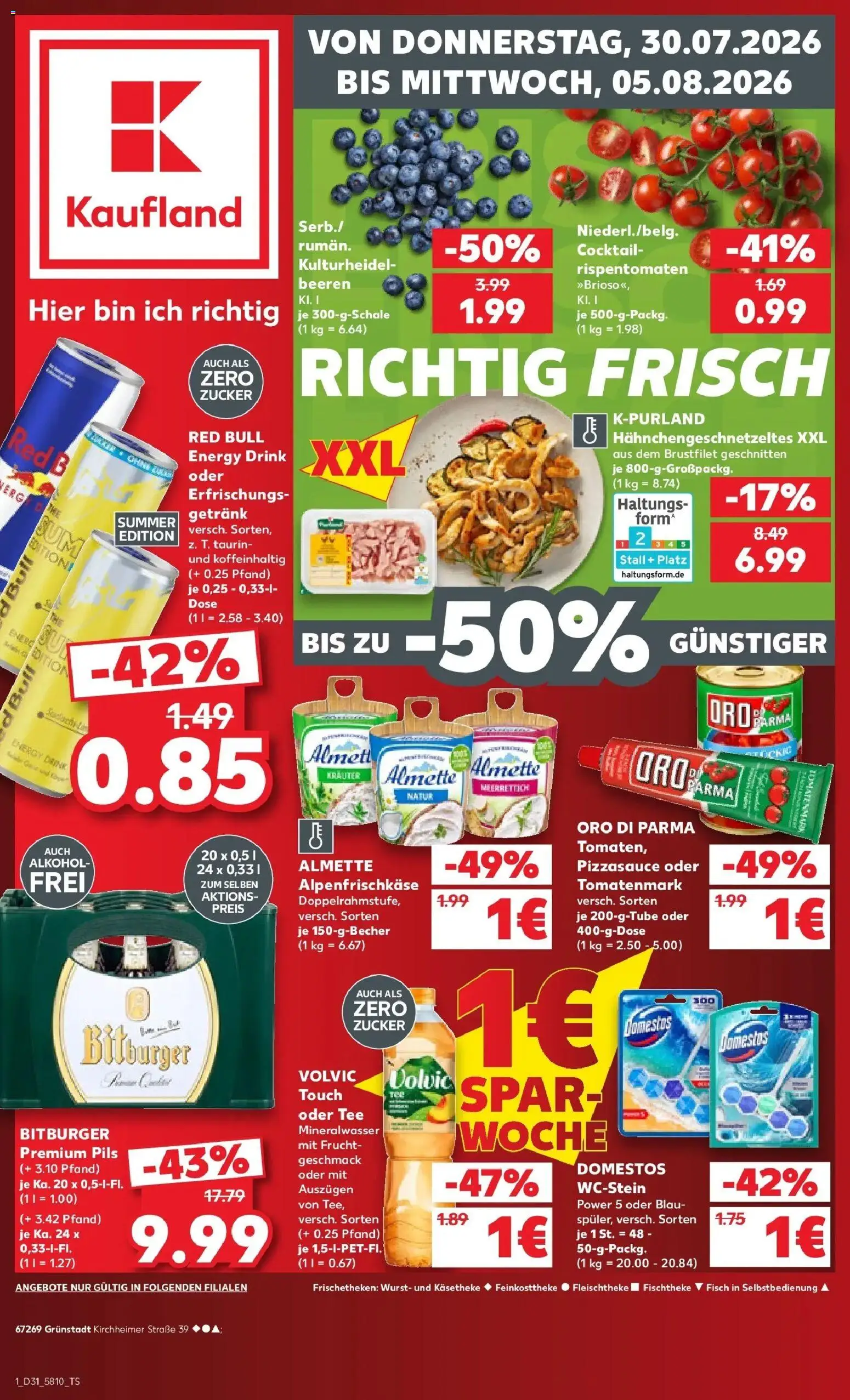Kaufland Prospekt Grünstadt – gültig ab 27.07.2026 | Seite: 10 | Produkte: Almette, Wurst, Tee, Volvic