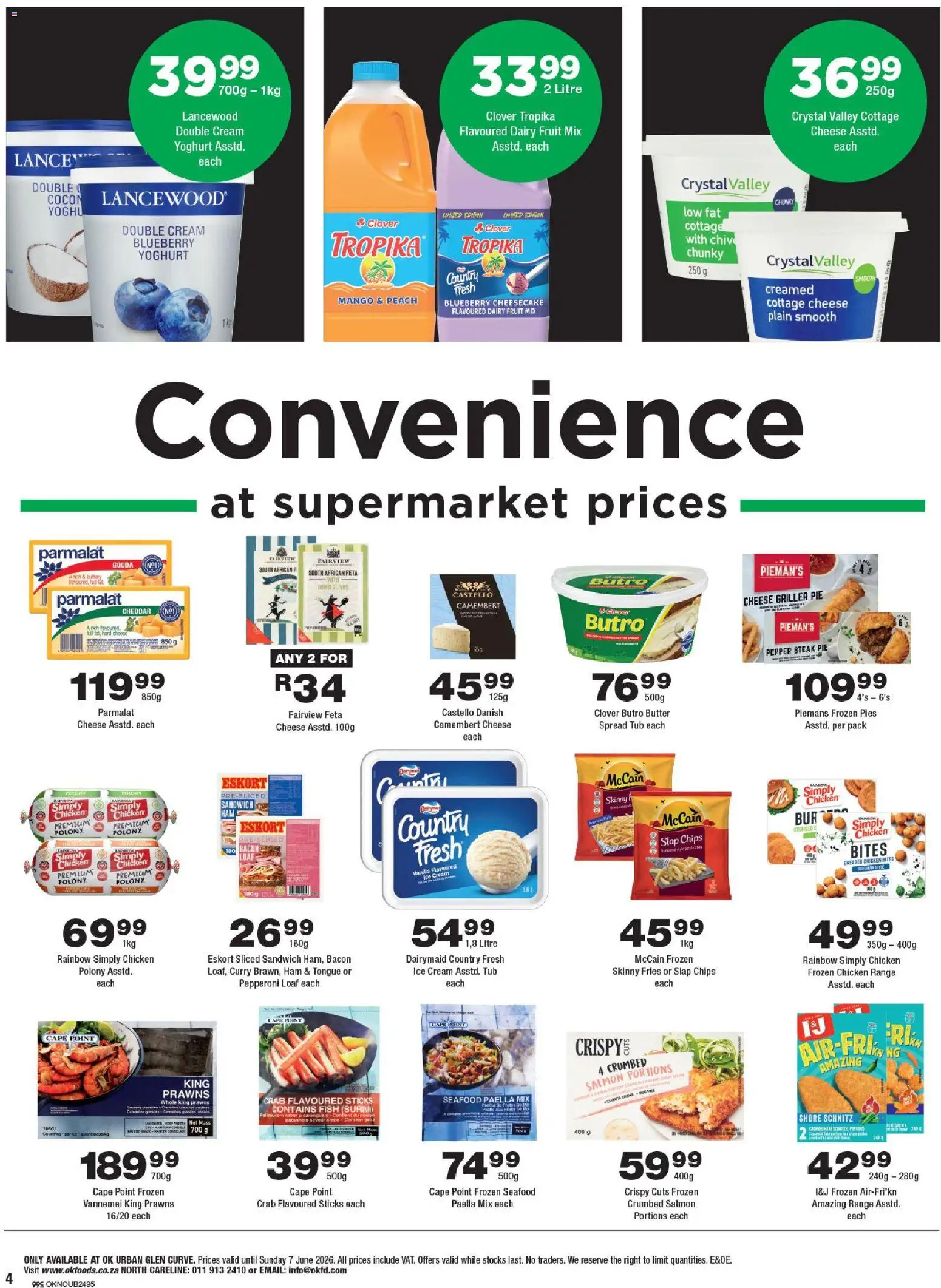 New OK Foods catalogue – valid from 25.05.2026 | Page: 4 | Products: Cheese, Ham, Cottage cheese, Bacon