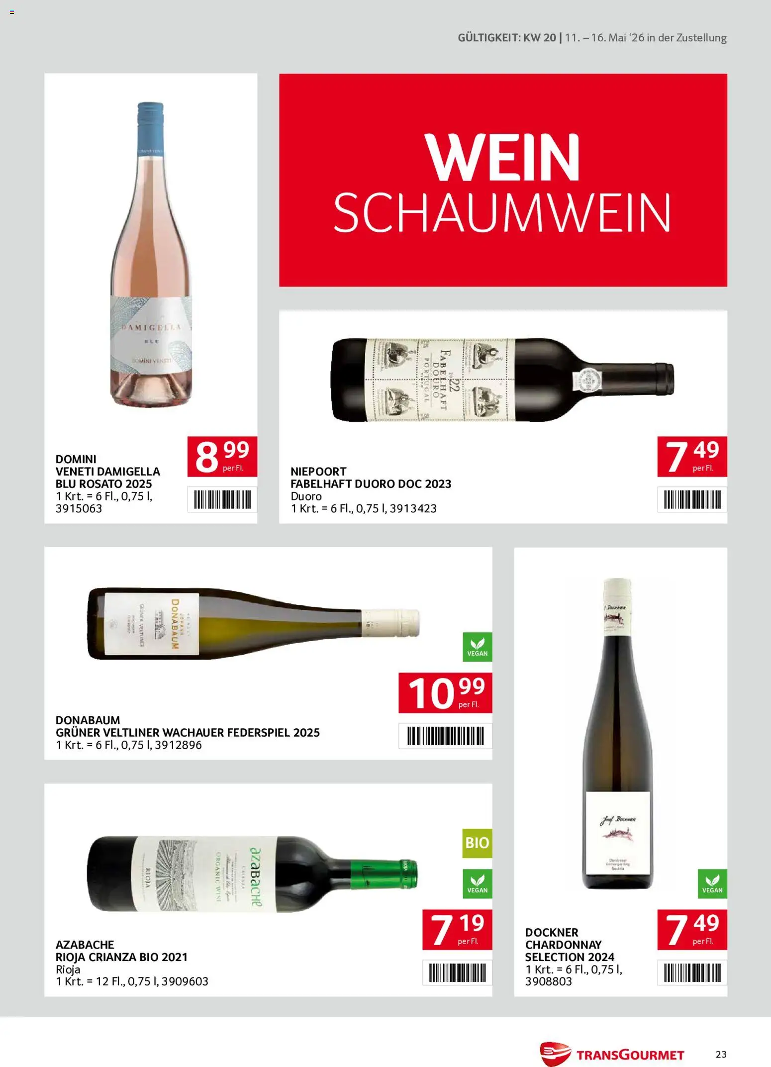 Transgourmet Zustellaktion gültig ab 11.05.2026 | Seite: 23 | Produkte: Wein
