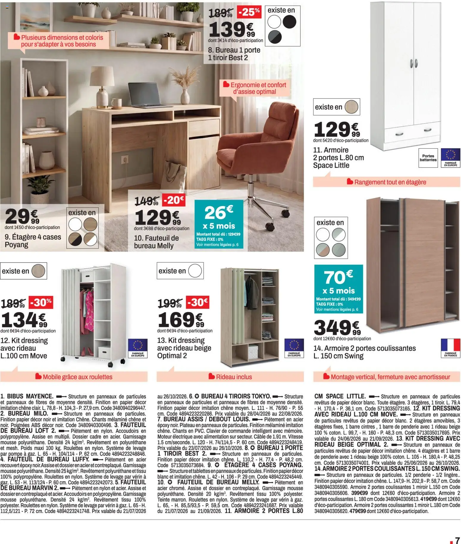 {H1} | Page: 7 | Produits: Kit dressing, Poignées, Fauteuil, Portes