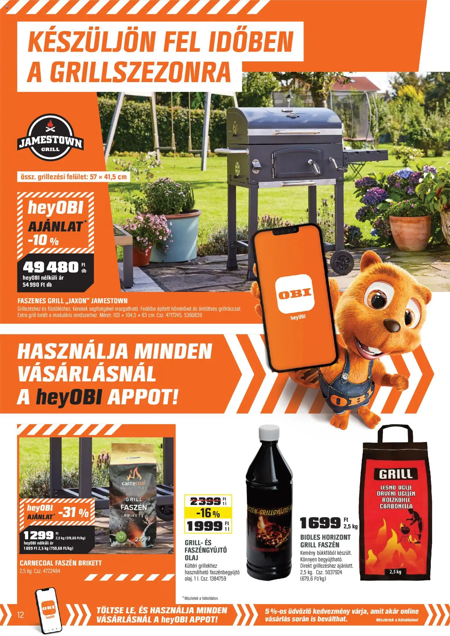 OBI akciós ujság - amely érvényes a következő dátumtól: 02.03.2026 | Oldal: 12 | Termékek: Grill, Olaj