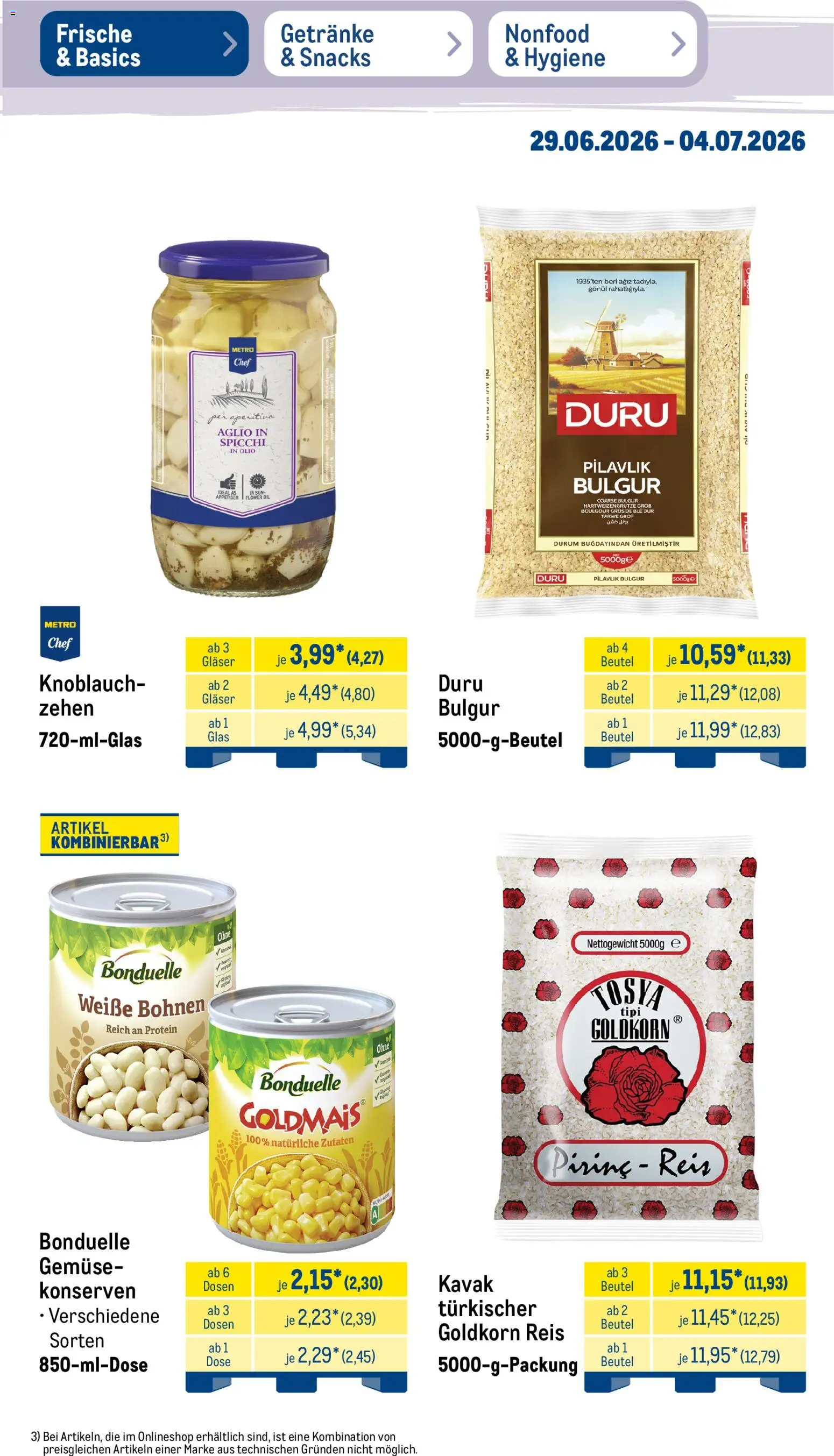 Metro Non Food & Hygiene – gültig ab 29.06.2026 | Seite: 50 | Produkte: Öl, Gemüse, Knoblauch, Reis