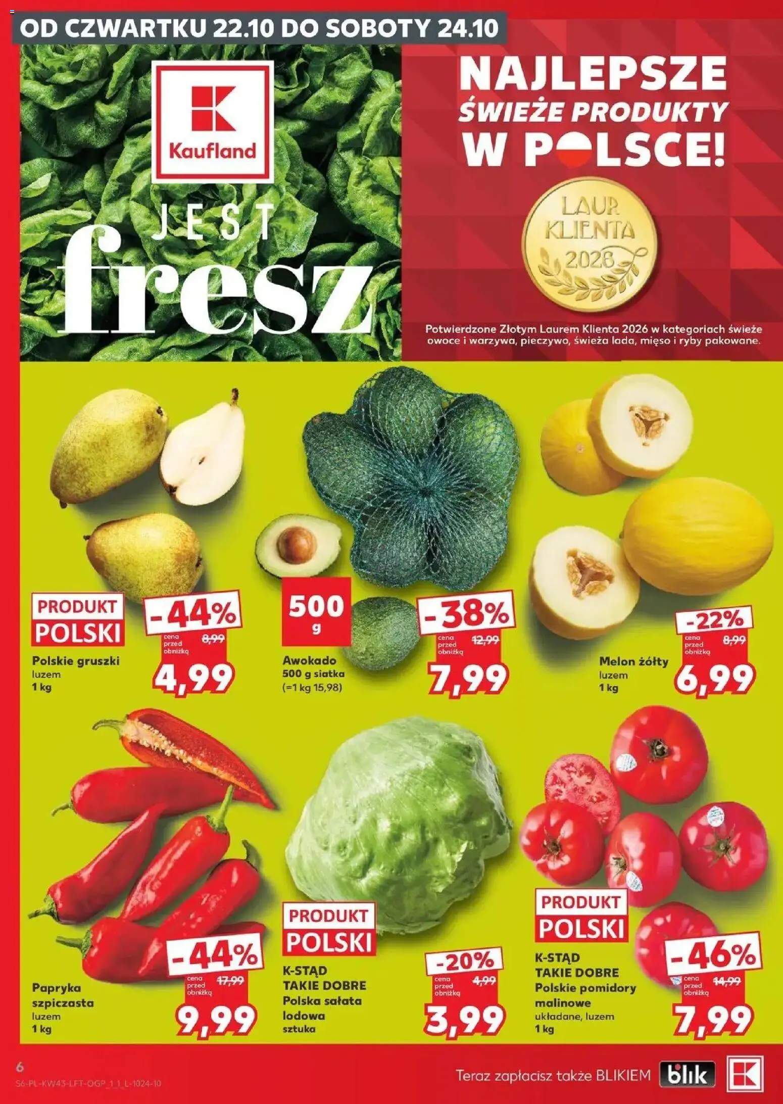 Kaufland aktualna gazetka od 22.10.2026 - od jutra PDF | Strona: 6 | Produkty: Gruszki, Mięso, Siatka, Owoce