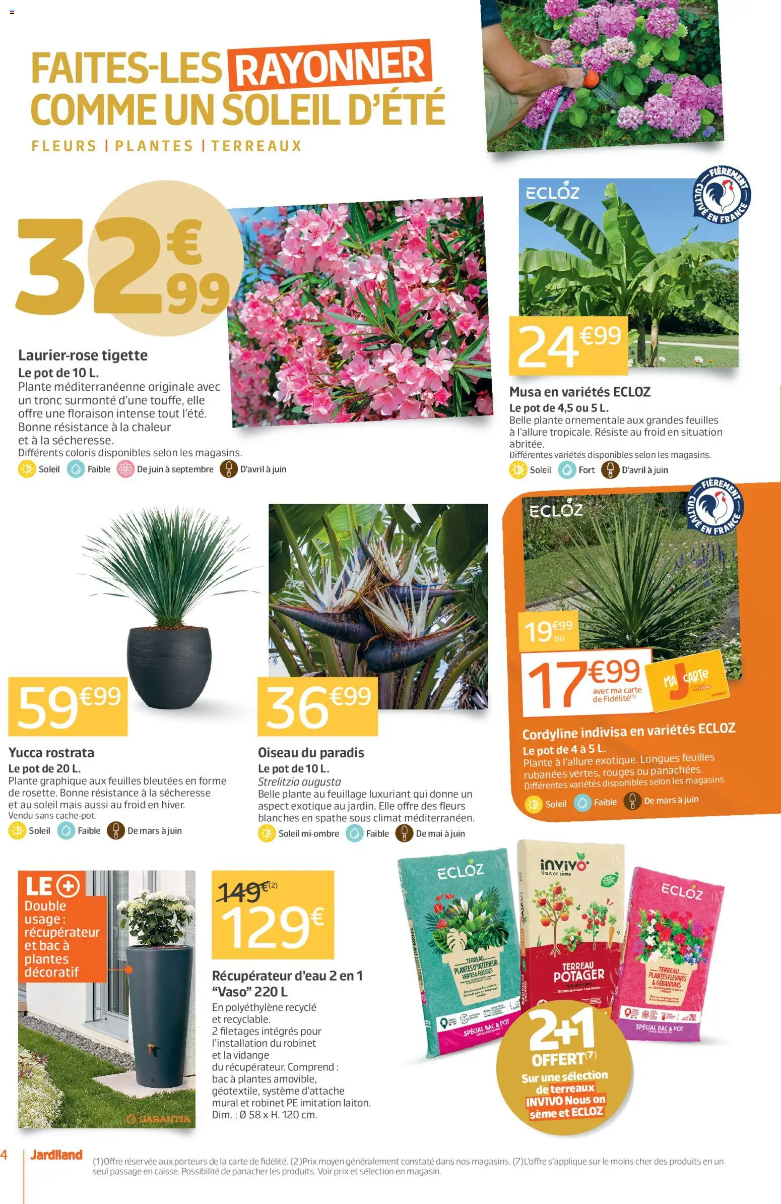 {H1} | Page: 4 | Produits: Robinet, Mais, Terreau, Récupérateur d'eau