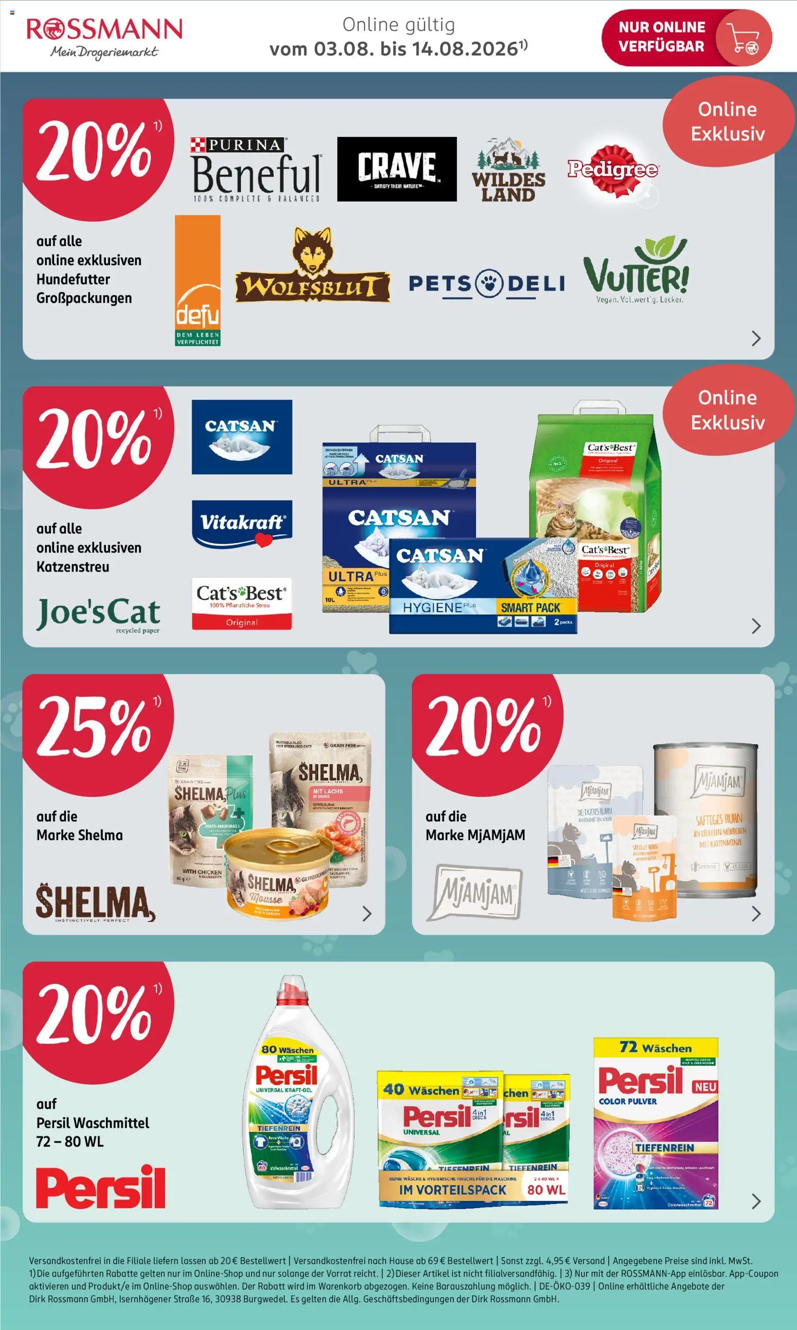 Rossmann Onlineprospekt – gültig ab 03.08.2026 | Seite: 3 | Produkte: Catsan, Lachs, Waschmittel, Persil