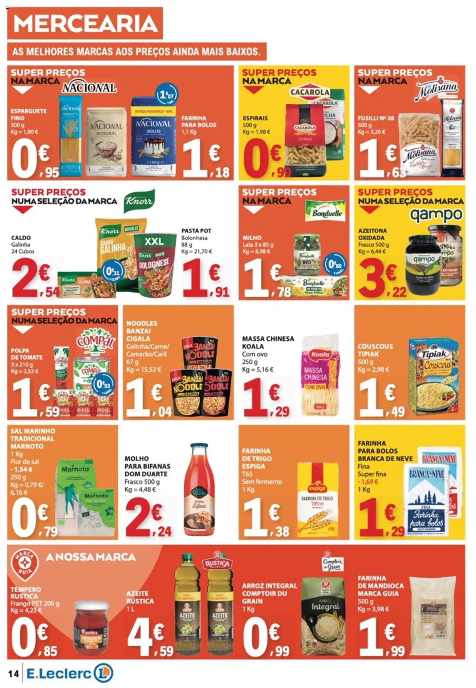 E.Leclerc folheto │ válido de 07.05.2026 | Página: 14 | Produtos: Frango, Arroz, Chá, Massa