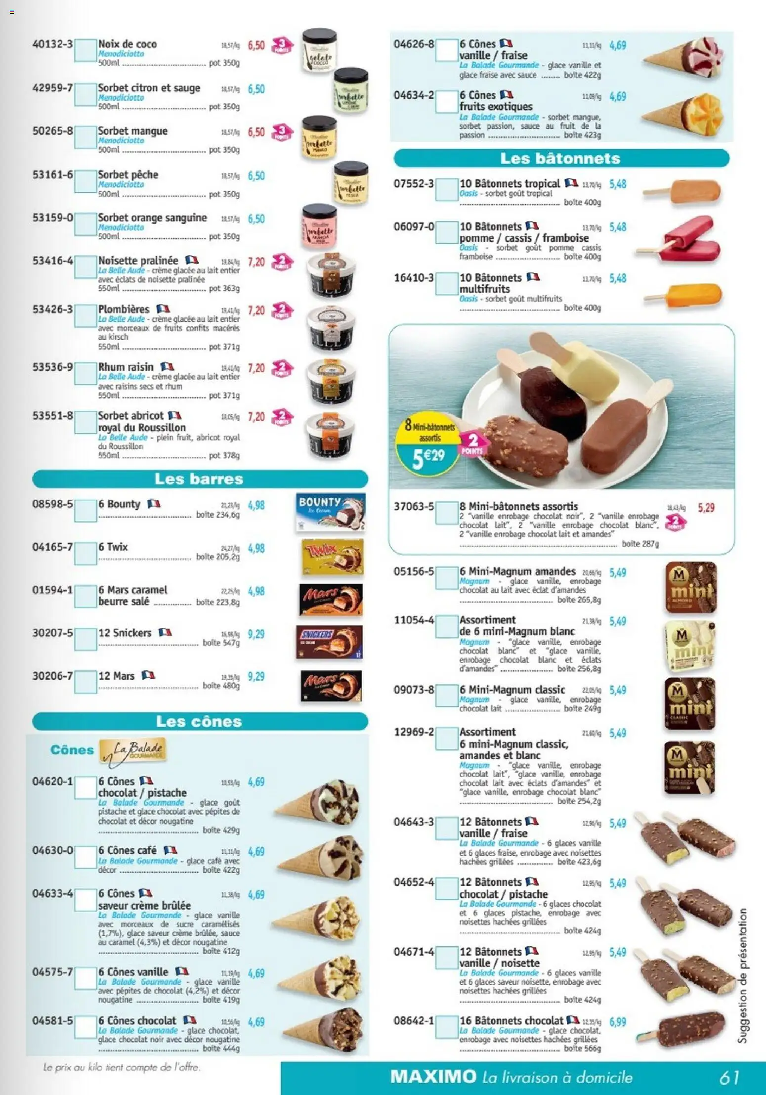 {H1} | Page: 61 | Produits: Abricot, Lait entier, Rhum, Chocolat