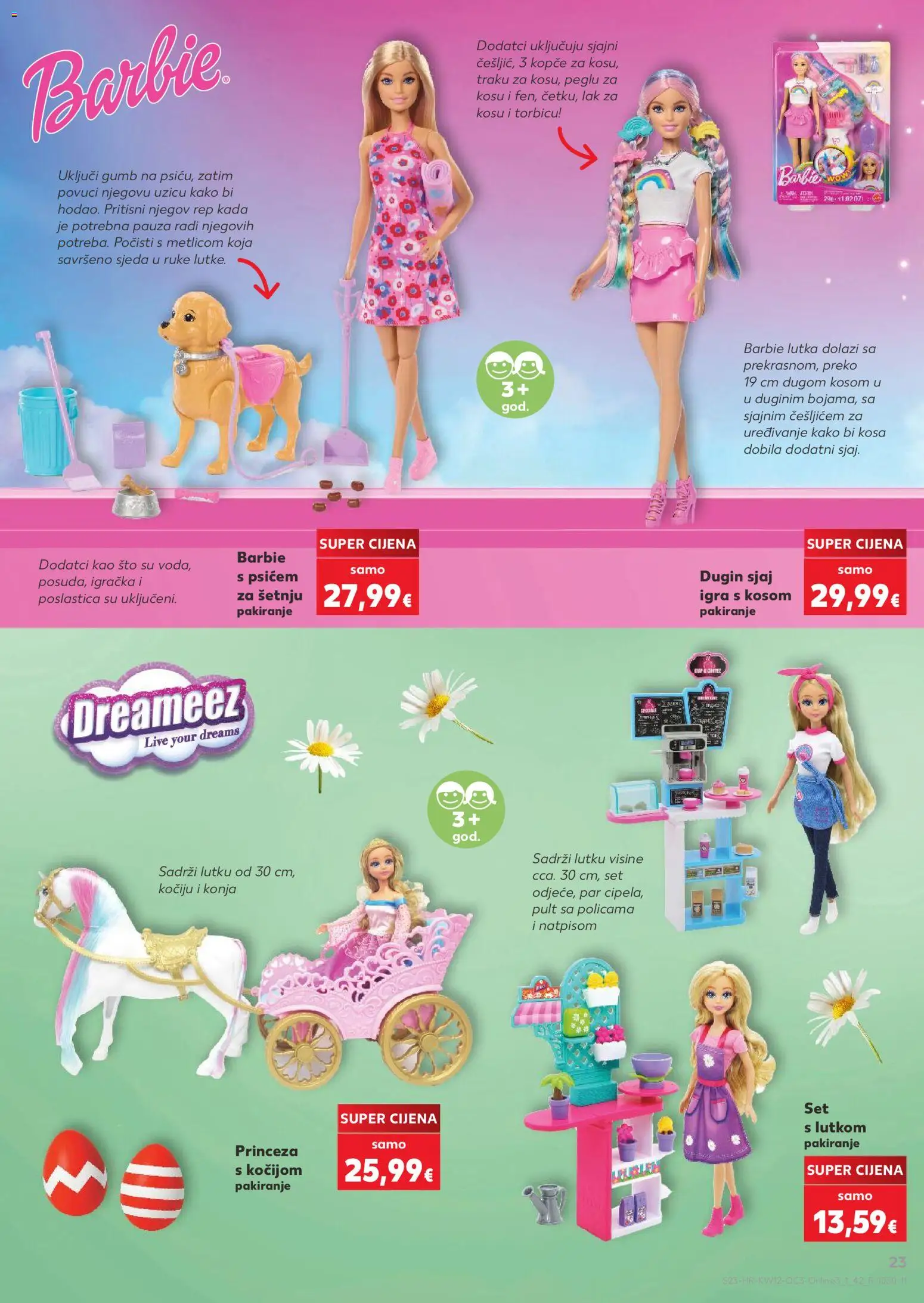 Kaufland katalog | vrijedi od 16.03.2026 | Stranica: 23 | Proizvodi: Barbie, Lutka, Lak za kosu, Igra