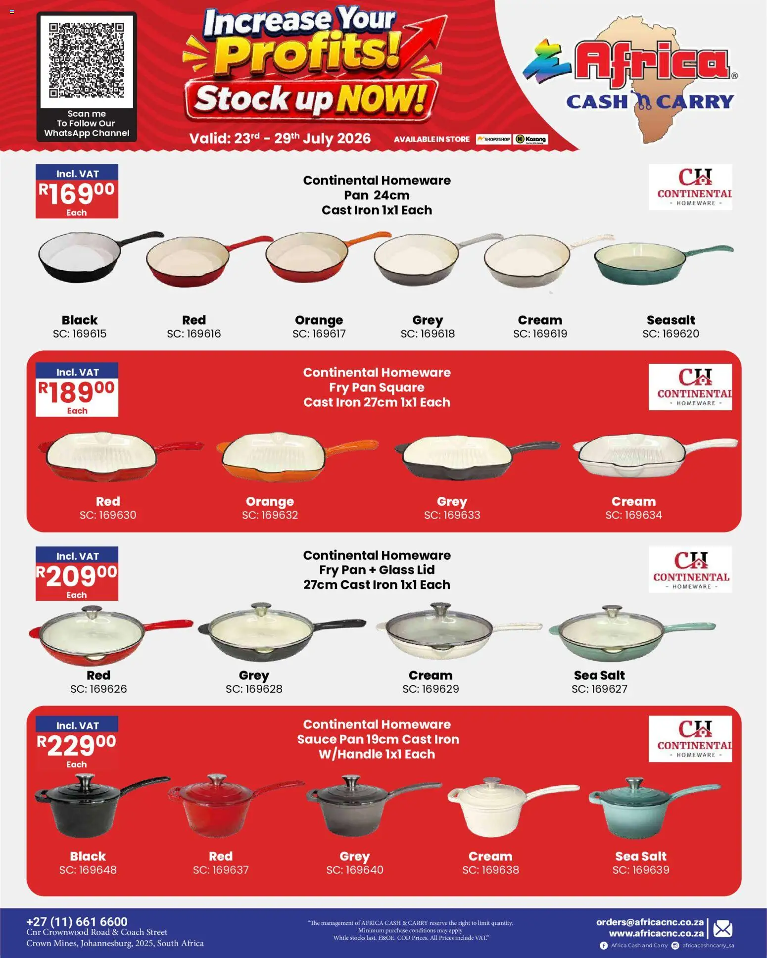 New Africa Cash & Carry catalogue – valid from 23/07/2026 | Page: 46 | Products: Iron, Cream, Stock, Sauce