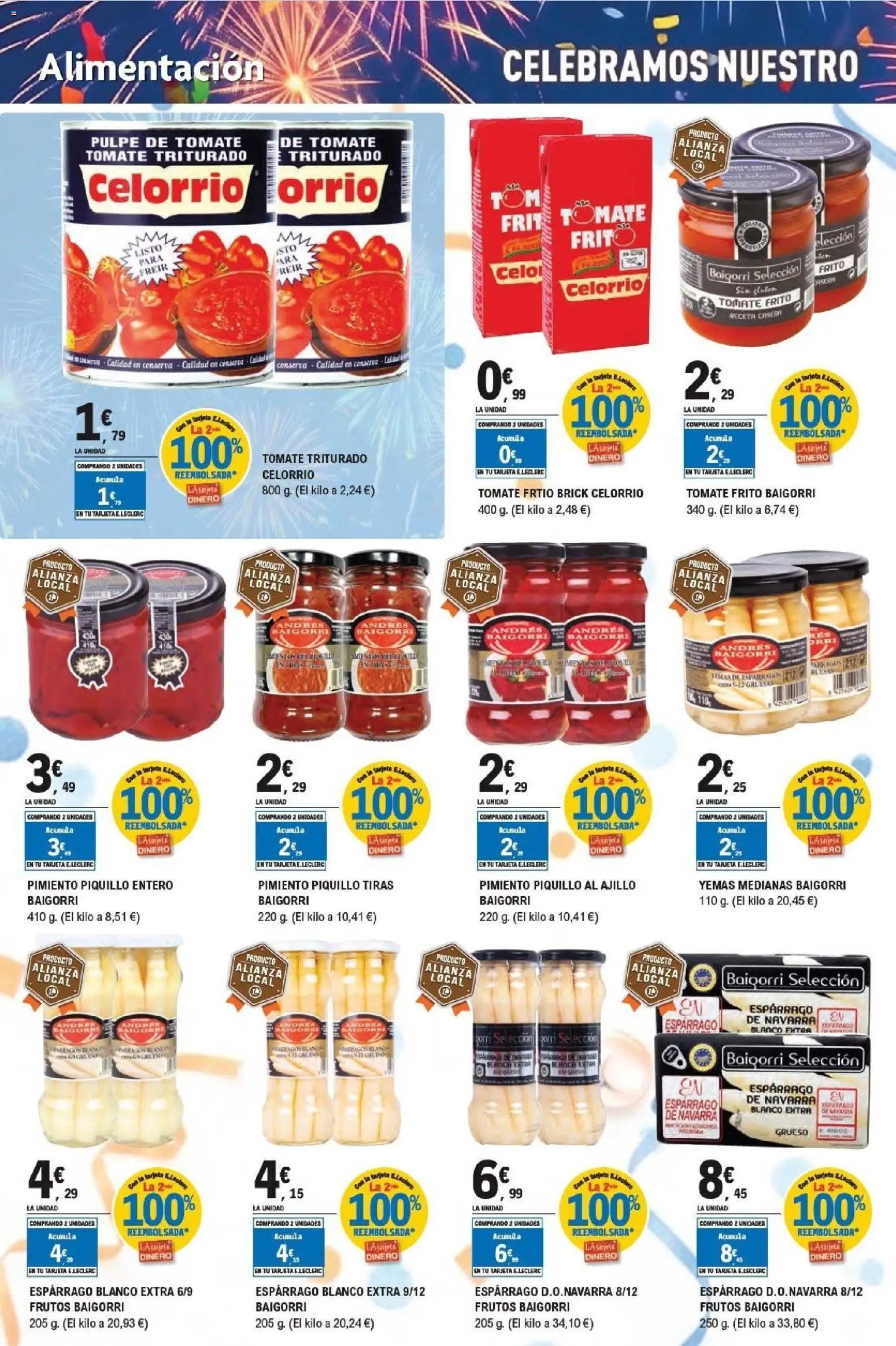 E.Leclerc Aniversario │ válido desde el 13/07/2026 | Página: 4 | Productos: Νερό καρύδας, Κάδος απορρυμάτων, Tomate triturado
