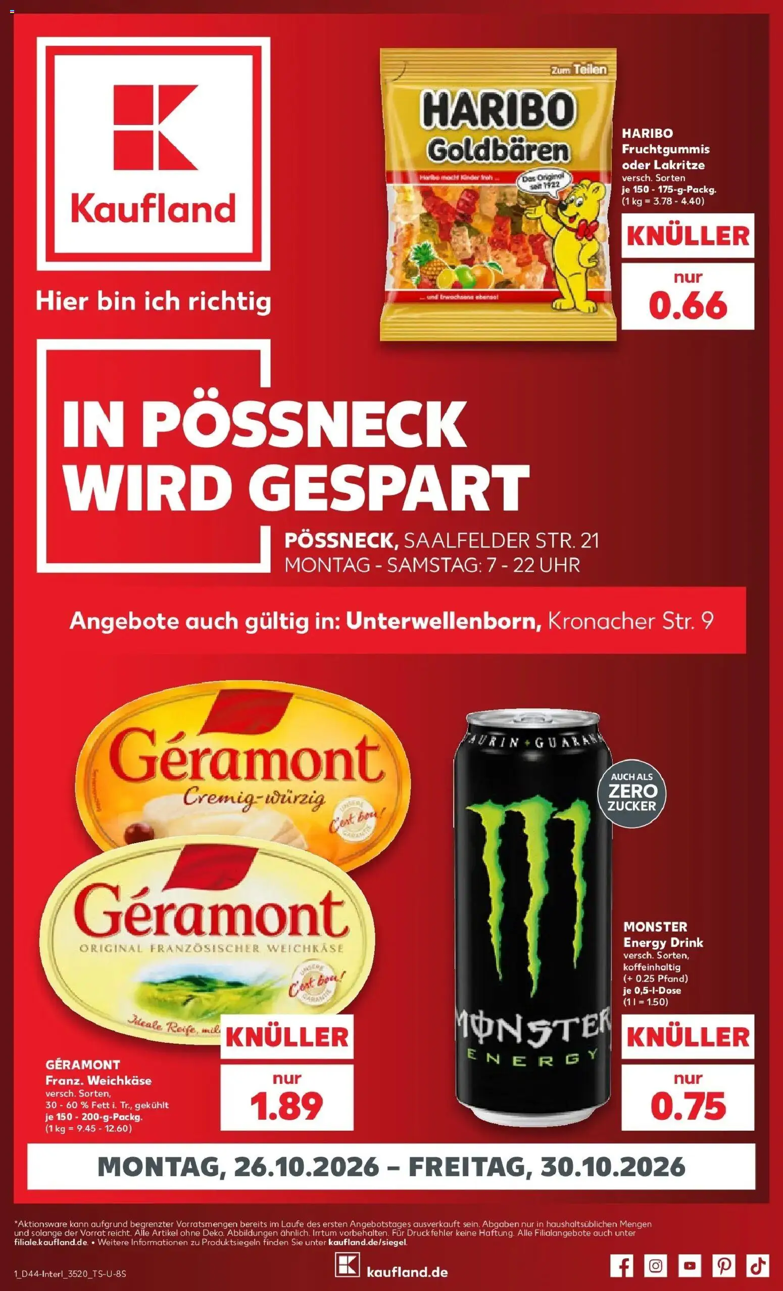 Prospekt Kaufland ab 26.10.2026 » Angebote Online zum Blättern | Seite: 5 | Produkte: Geramont, Haribo, Monster, Zucker